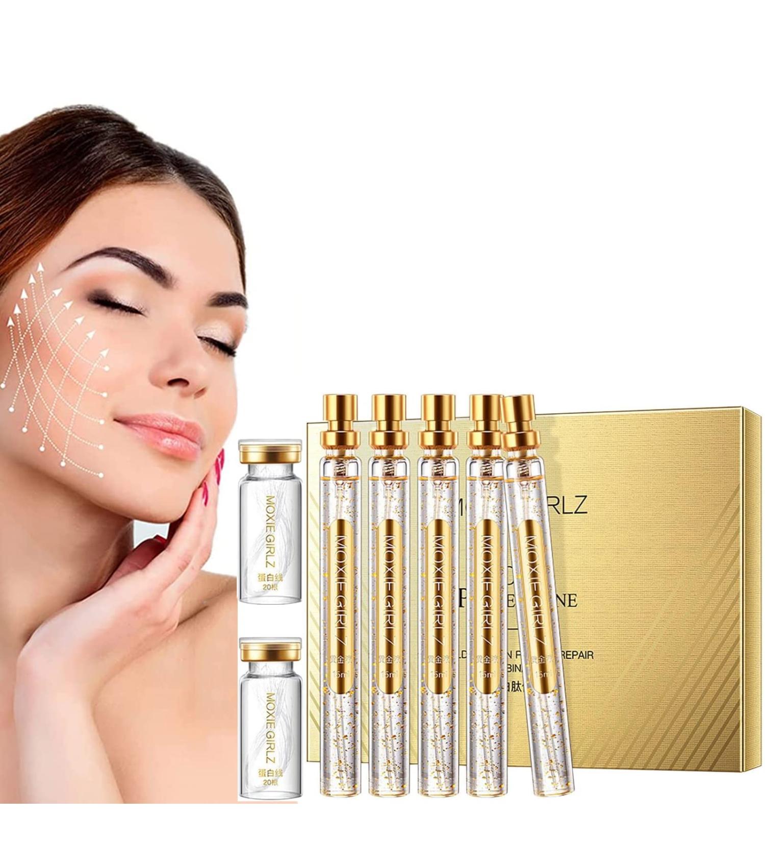 Gold Face Serum - Anti-Aging & Moisturizing Skincare with Soluble Protein Thread & Nano-Gold Essence | Active Collagen & Silk Thread Lifting - Buy Online on GoSupps.com