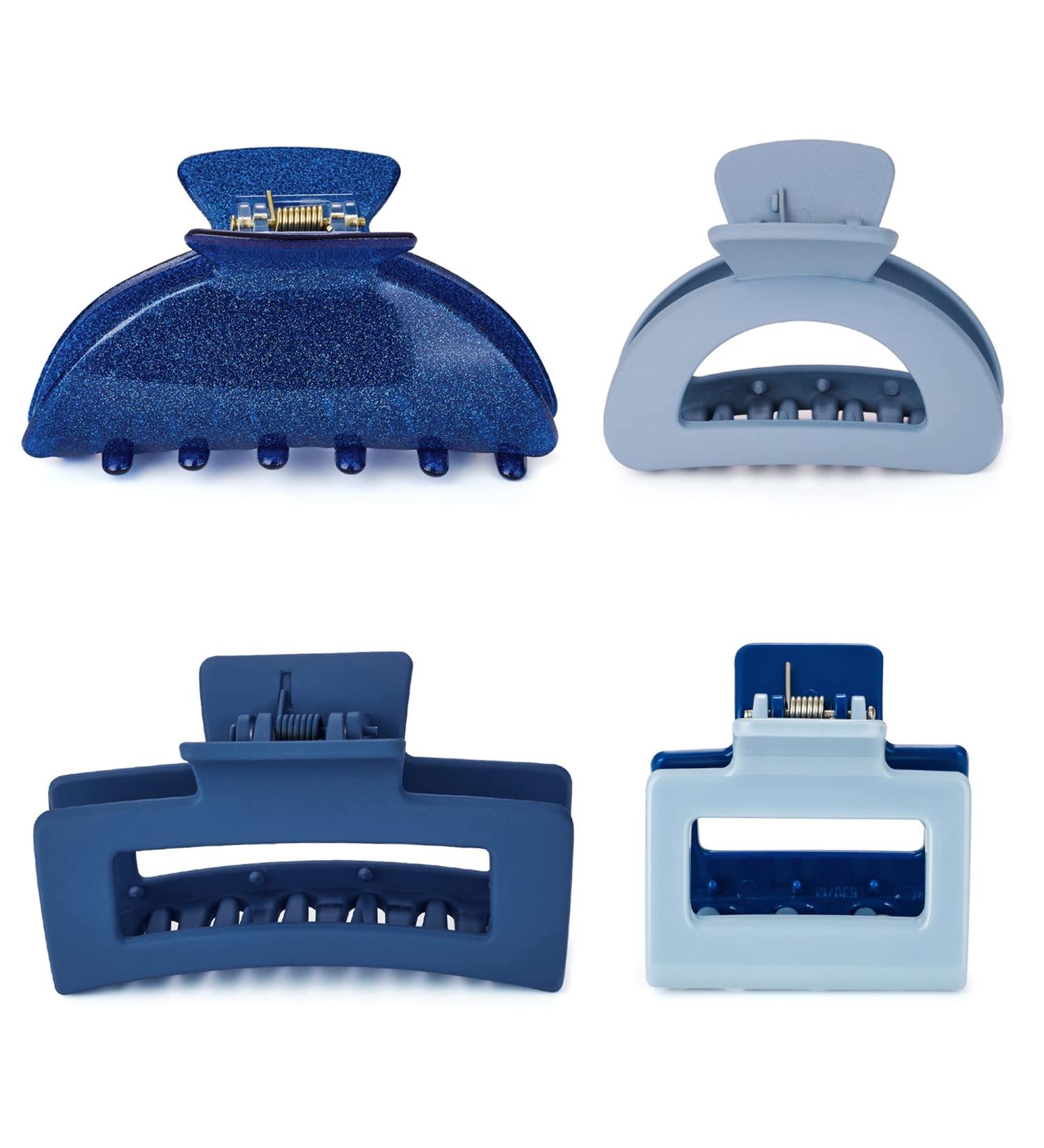 LILIE&WHITE 4 Pack Blue Hair Claw Clips - Large and Medium Rectangle Clips for Women - Strong Hold Non-slip Hair Accessories - Buy Online on GoSupps.com