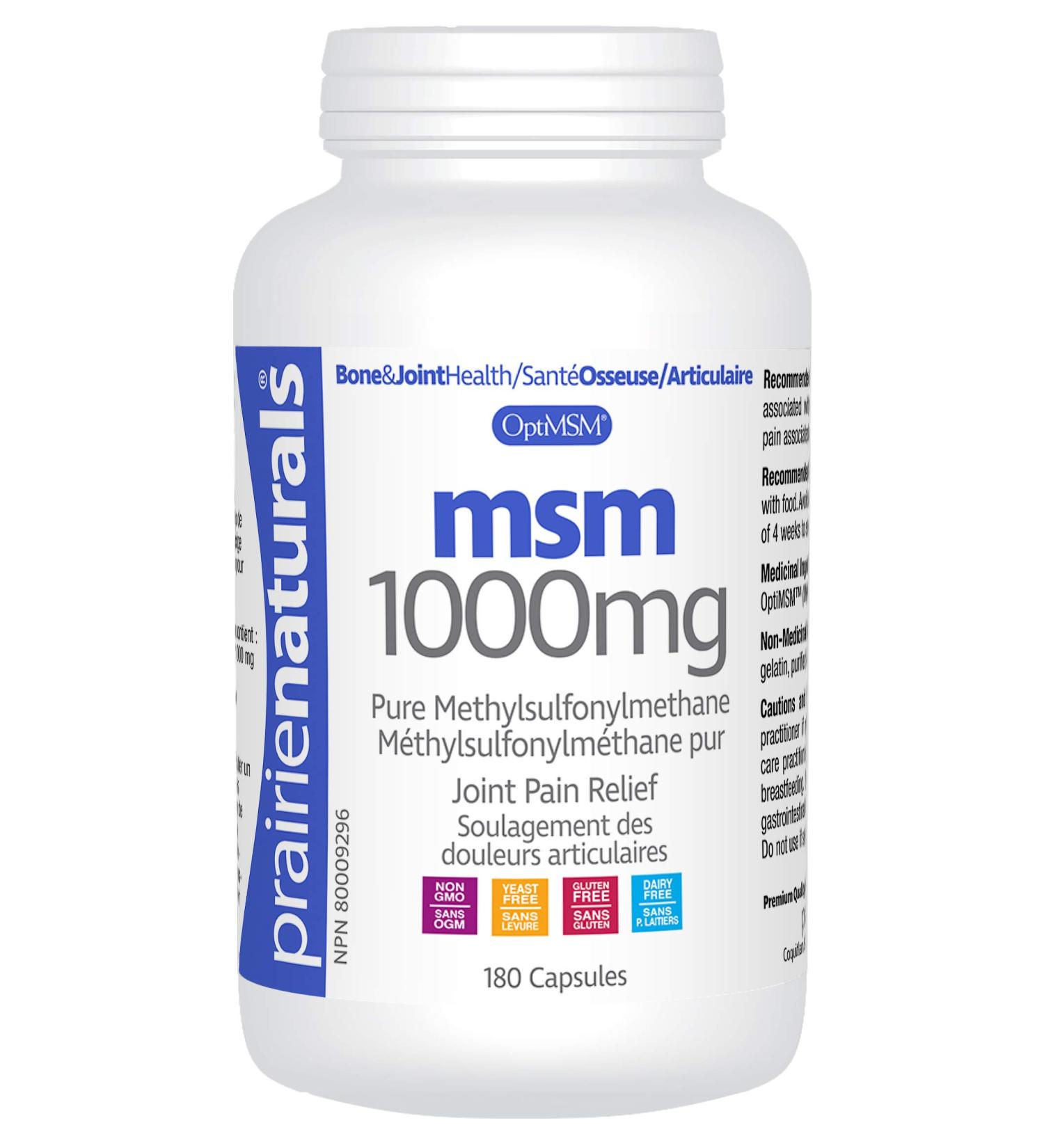 Prairie Naturals OptiMSM 1000mg Capsule - 180 Count - Buy Online on GoSupps.com