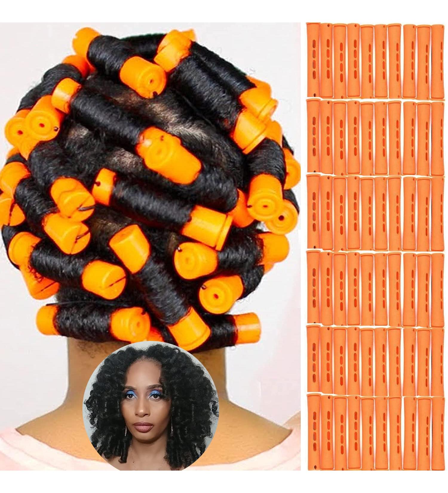 60pcs Orange Perm Rods for Natural Hair - Non-Slip Cold Wave Rods for Women - Hair Curlers DIY Hairdressing Tools - 0.87 Inch Hair Rollers - Buy Online on GoSupps.com