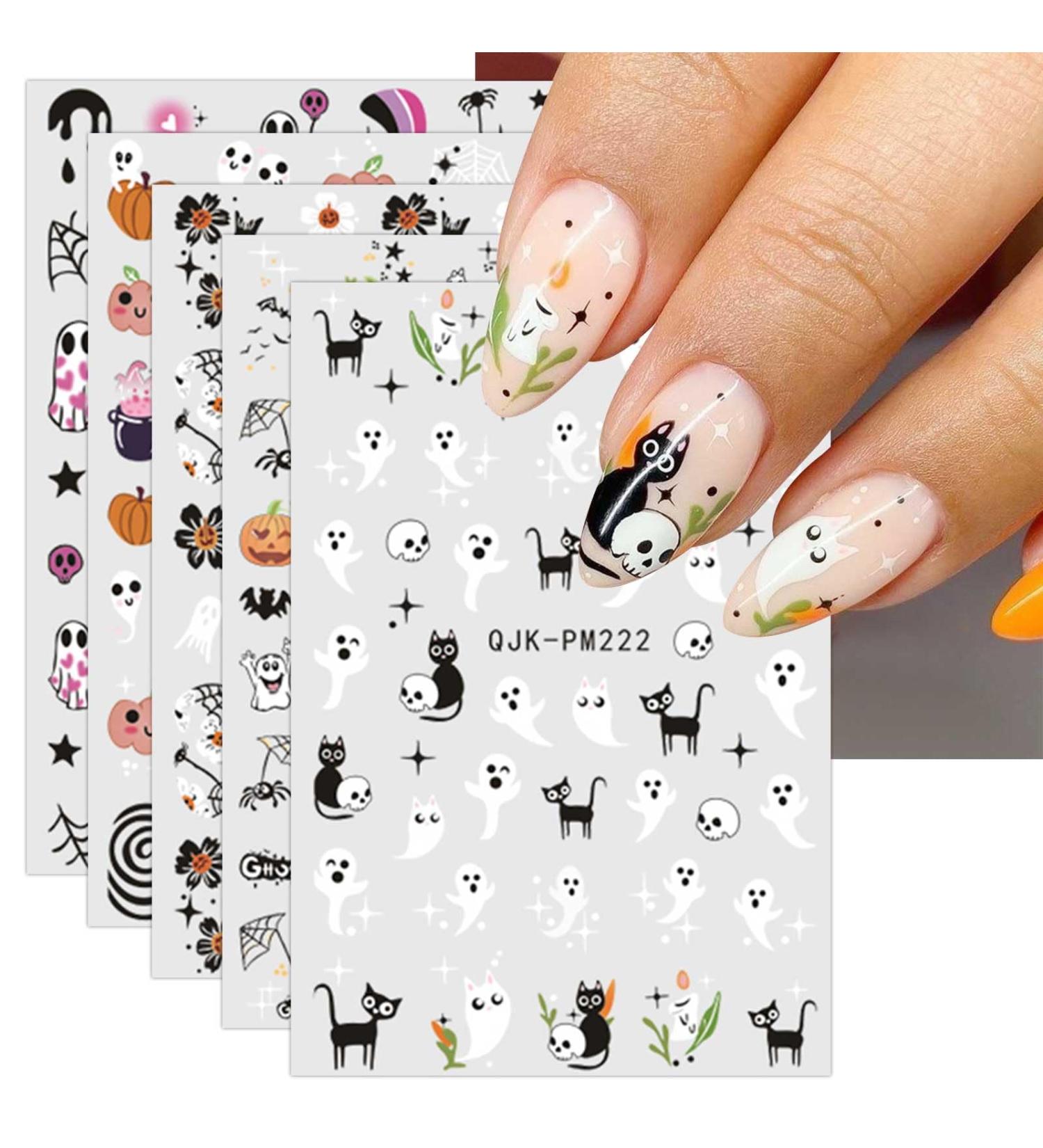 JMEOWIO 9 Sheets Halloween Nail Art Stickers Decals Self-Adhesive Cute Cat Ghost Nail Supplies Nail Art Design Decoration Accessories - Buy Online on GoSupps.com