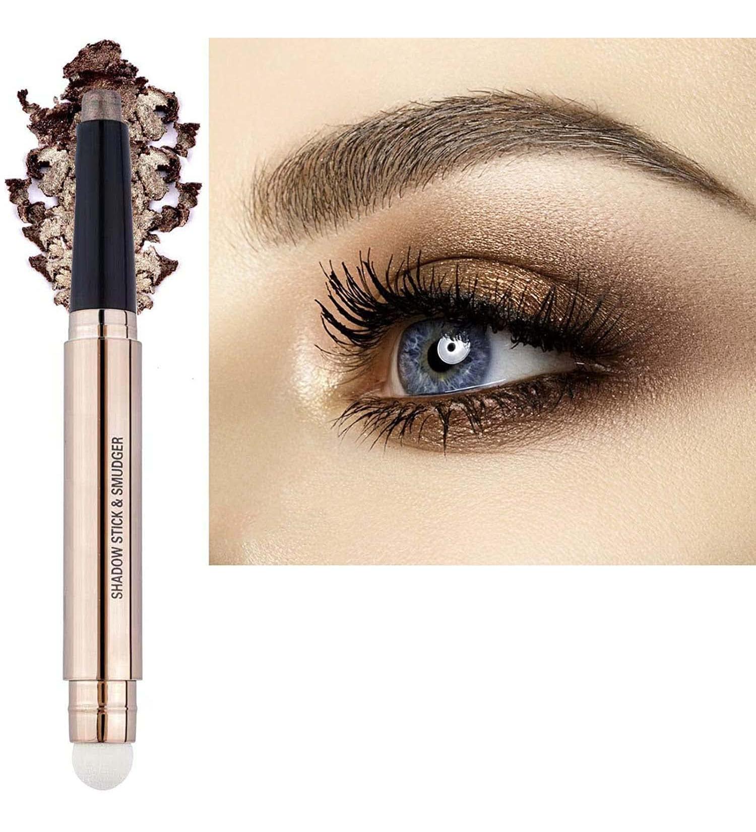 Saubzean Cocoa Brown Shimmer Eyeshadow Stick with Smudger - Long Lasting, Waterproof & Hypoallergenic - Buy Online on GoSupps.com