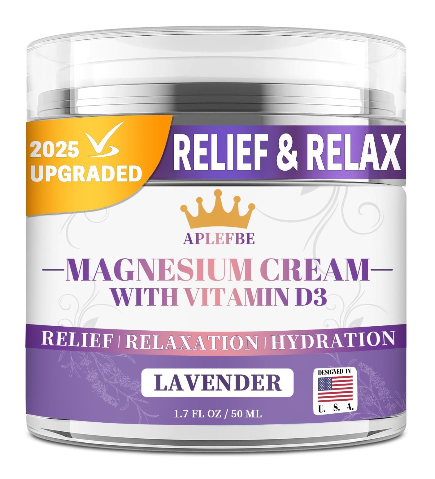 5-In-1 Magnesium Cream-Magnesium Lotion for Sleep Soothing Discomfort Moisturing&Hydrating with Lavender Vitamin D3 Chamomile Suitable for Youth & Adults All Skin Types (1.7 FL OZ) 1.7 Fl Oz (Pack of 1) - Buy Online on GoSupps.com