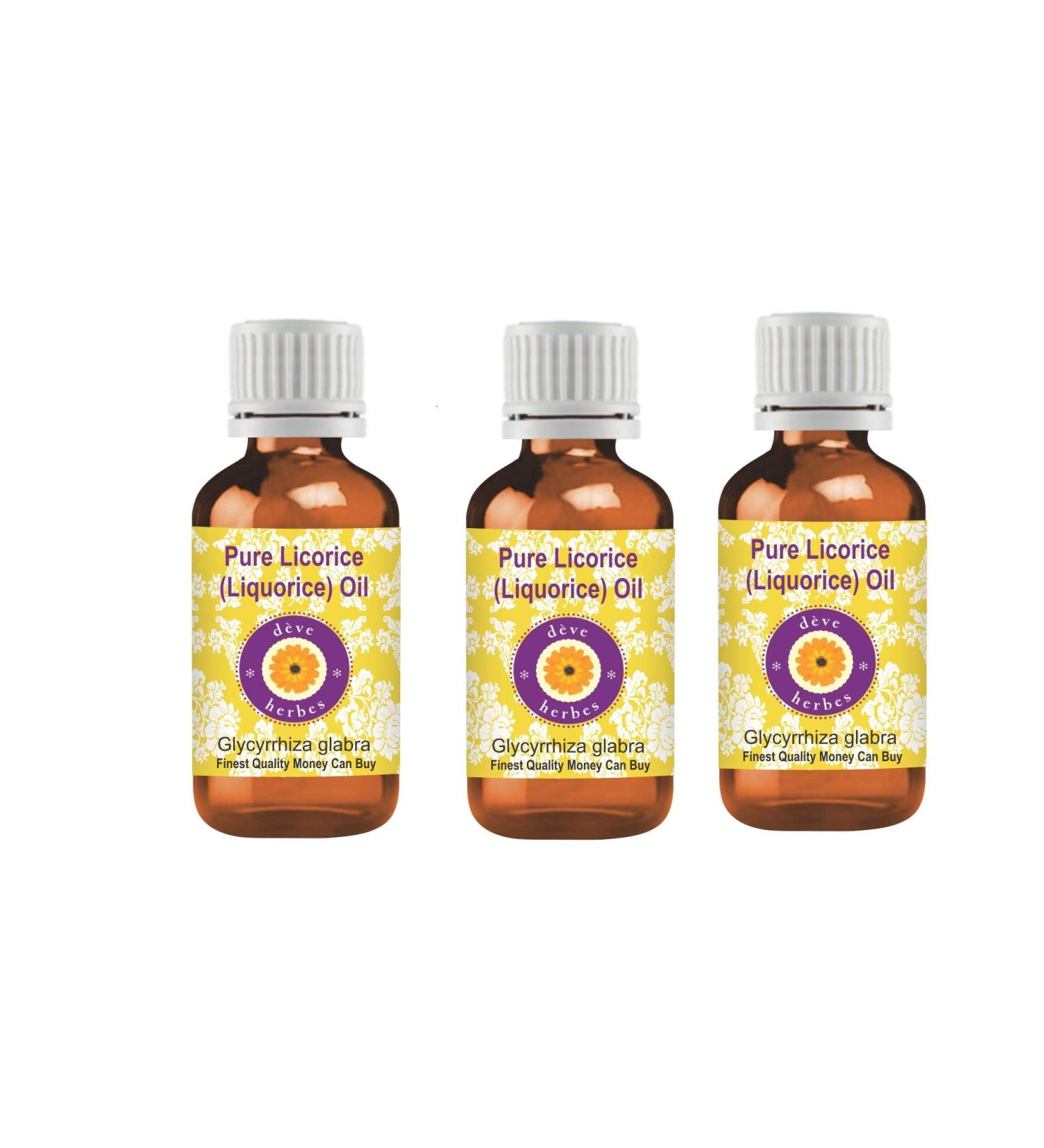 Deve Herbes Pure Liquorice (Licorice) Oil (Glycyrrhiza glabra) (Pack of Three) 100ml X 3 (10 oz) - Buy Online on GoSupps.com