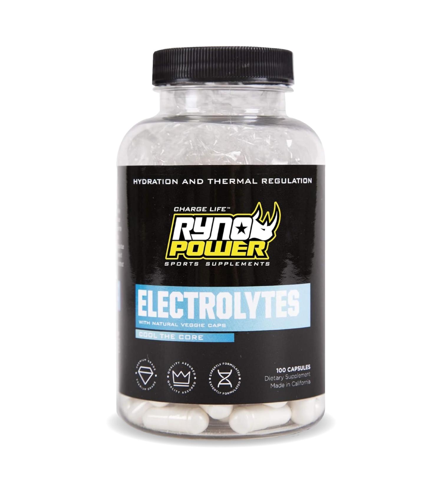 Ryno Power Electrolytes Supplement Capsules - 50 Servings | Hydration & Performance Boost for International Shipping - Buy Online on GoSupps.com