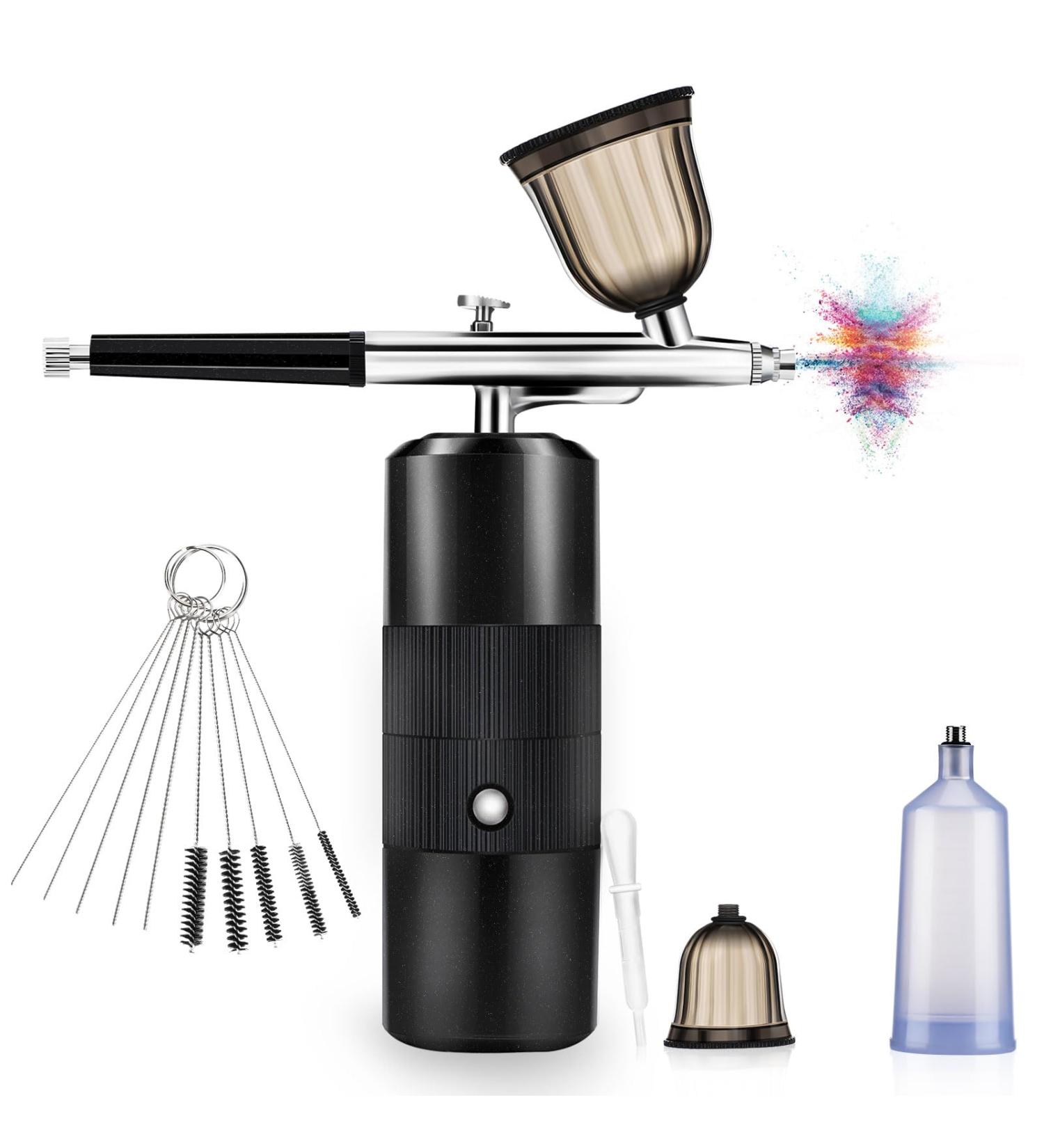 Airbrush Kit with Air Compressor Rechargeable Cordless Airbrush Gun Portable Handheld Airbrush Set for Makeup Cake Decor Model Coloring Nail Art Tattoo Simple Operation Easy Cleaning Black - Buy Online on GoSupps.com
