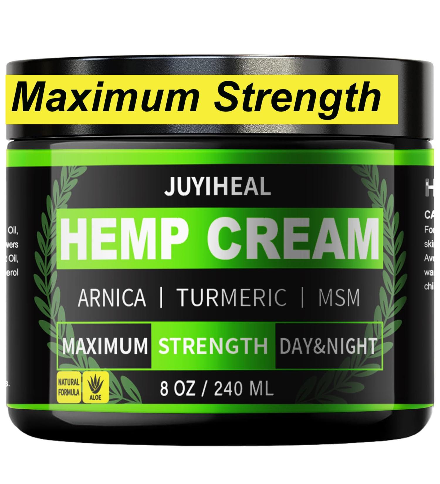 8 fl oz JUYIHEAL Natural Instant Hemp Cream - Maximum Strength Arnica MSM Turmeric Menthol & Aloe - Soothing Hemp Oil Gel for Pain Relief - Buy Online on GoSupps.com