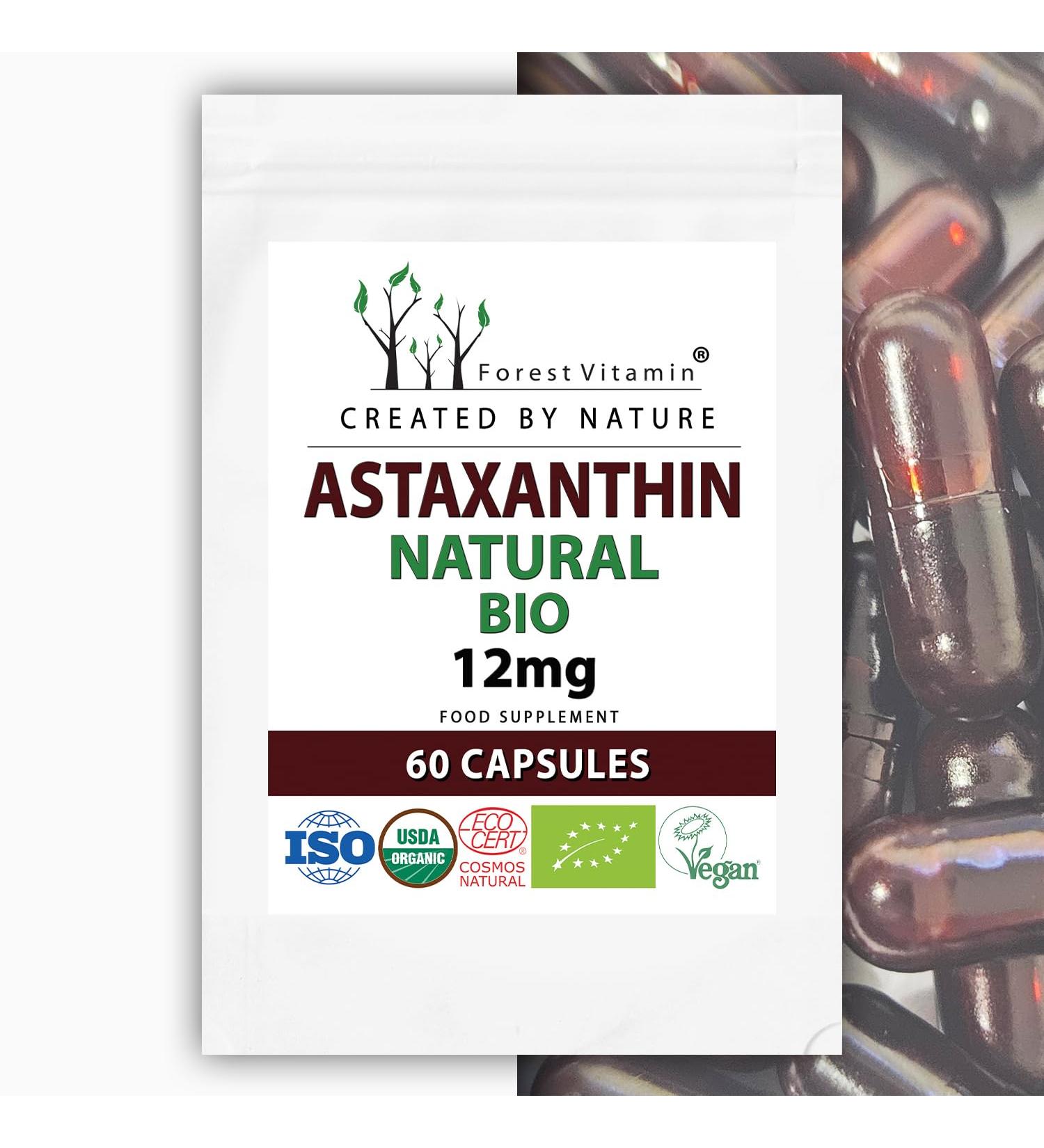 Forest Vitamin Astaxanthin 12mg - Natural Bio Antioxidant - 60 Vegan Oil Capsules for Health & Beauty - Buy Online on GoSupps.com