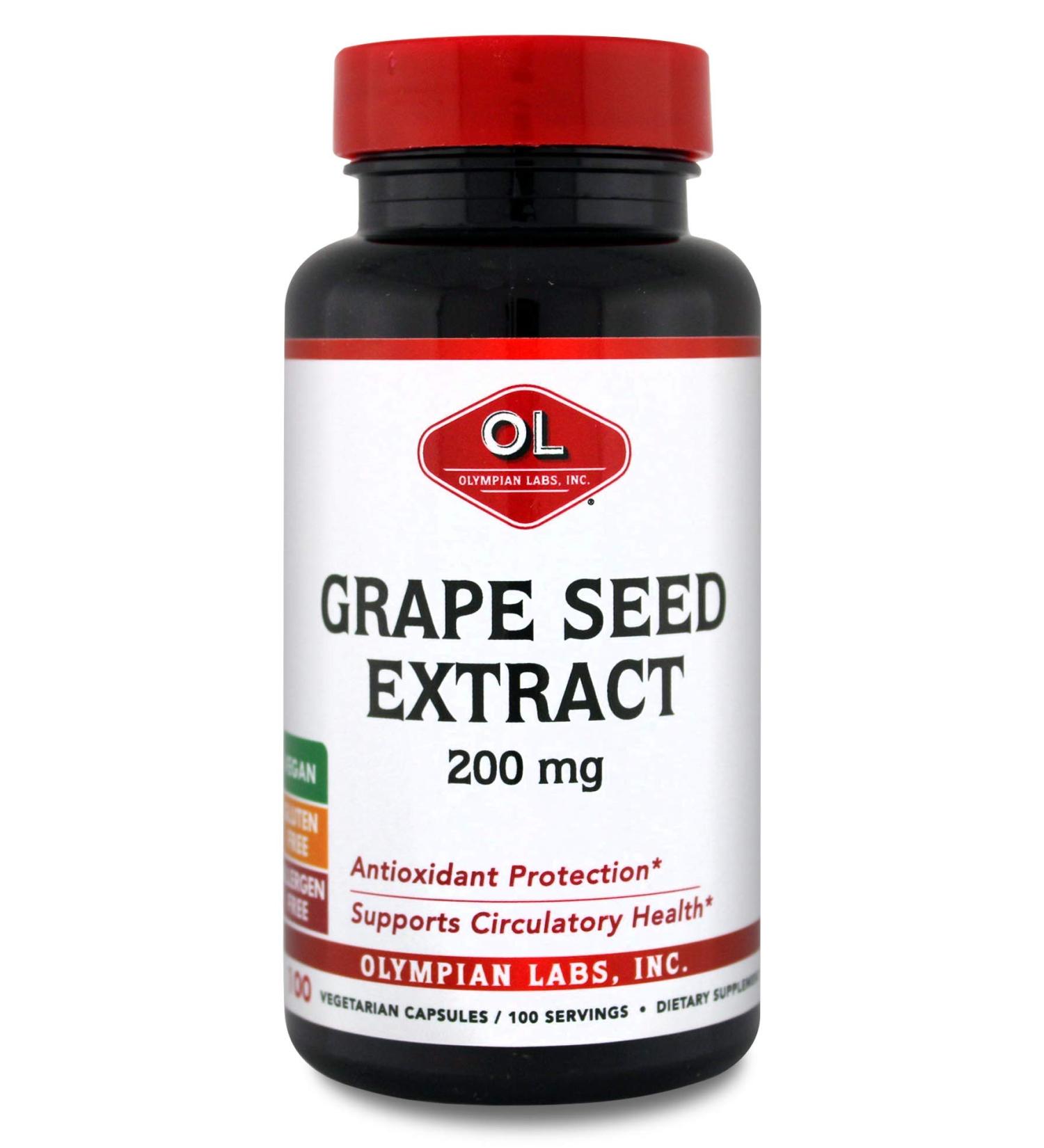 Olympian Labs Grape Seed Extract 200mg - Vegan Heart & Immune Support, Antioxidant Boost - 200 Servings - Buy Online on GoSupps.com