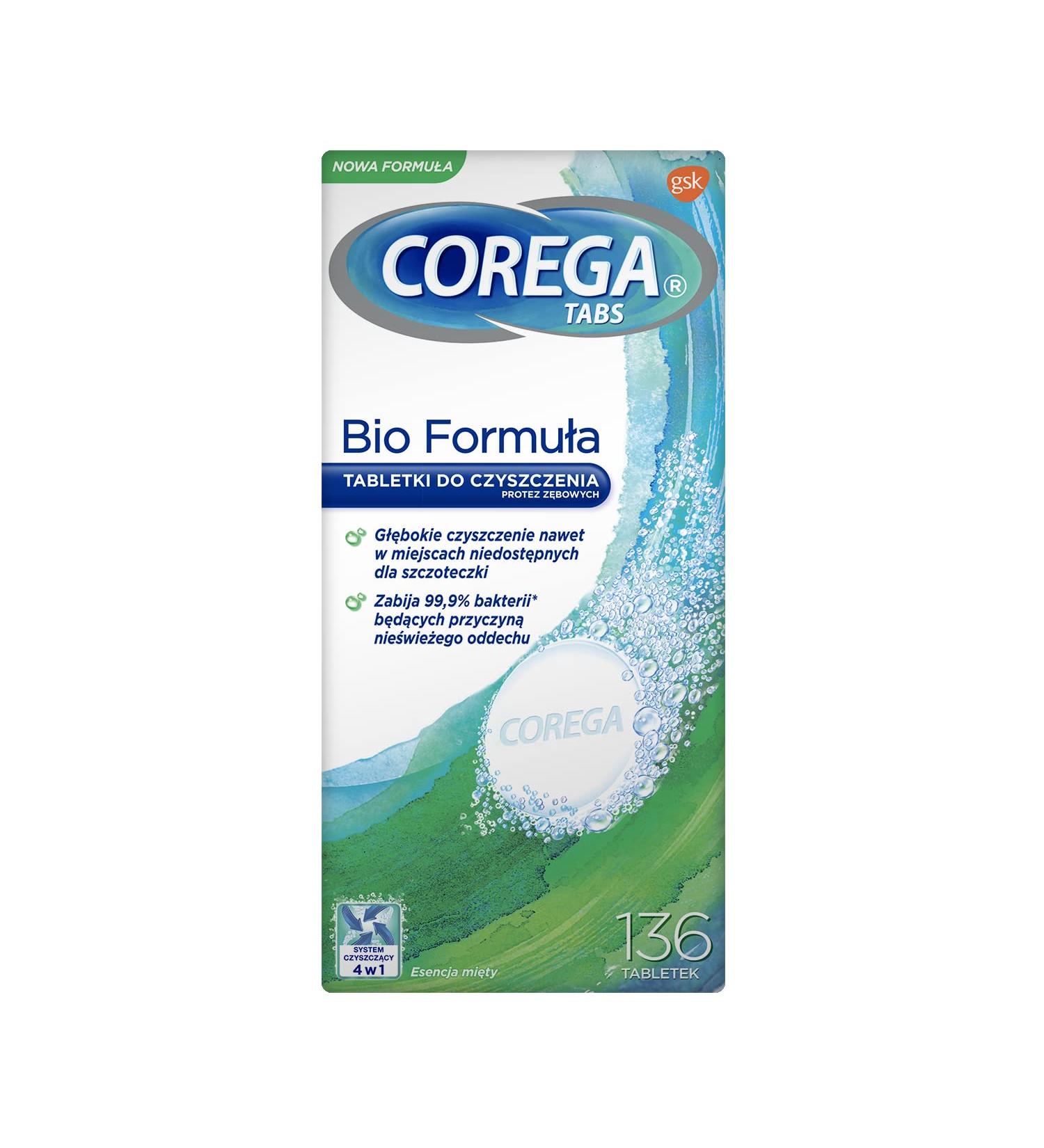 COREGA Denture Tablets TABS 136 - Bio Formula for Strong Hold & Freshness | Best Price & Fast International Shipping - Buy Online on GoSupps.com