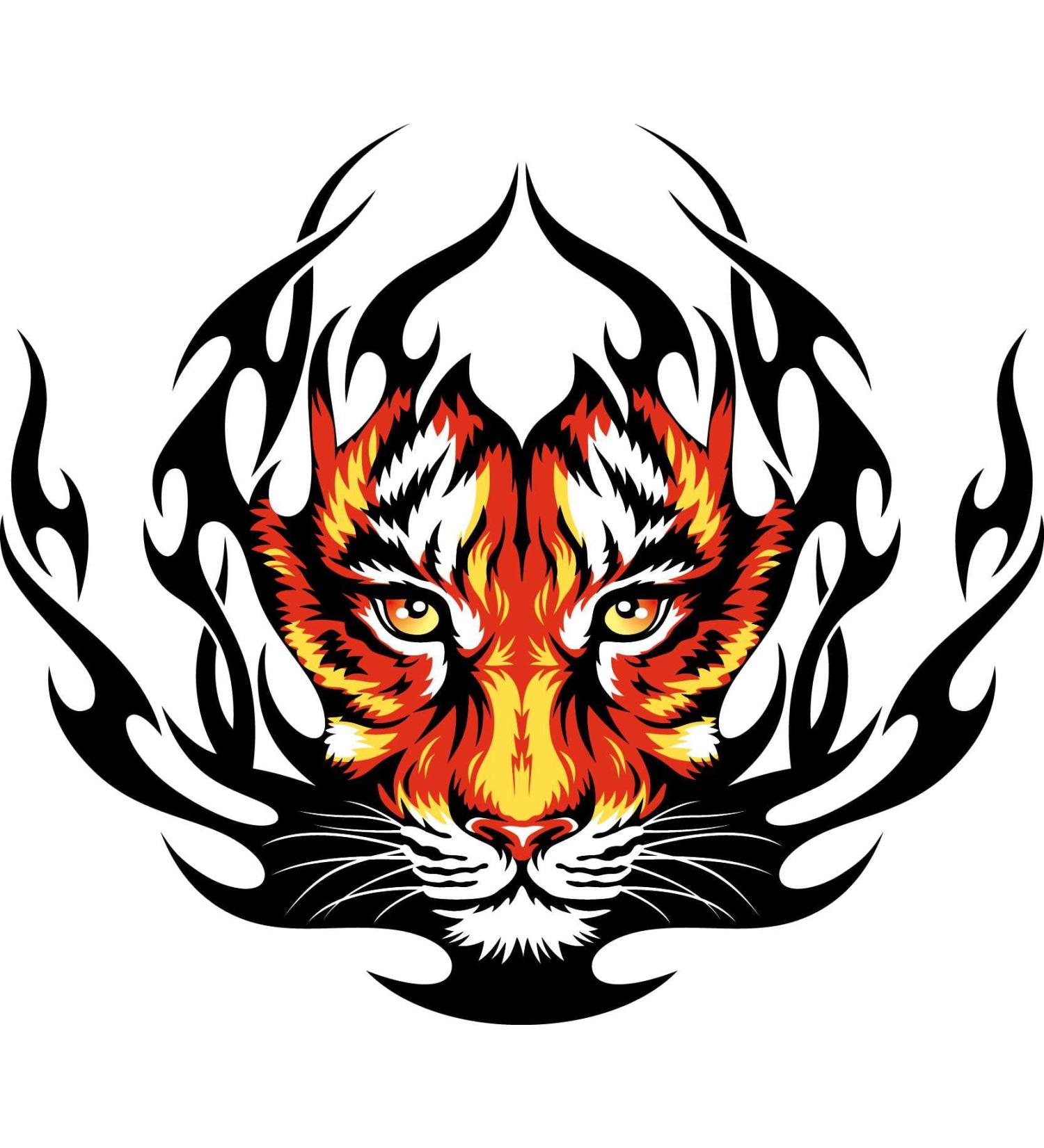 DopeTattoo Tiger in Flame Temporary Tattoos - Set of 6 Sheets for Men and Women - Neck, Arm, Chest - Buy Online on GoSupps.com