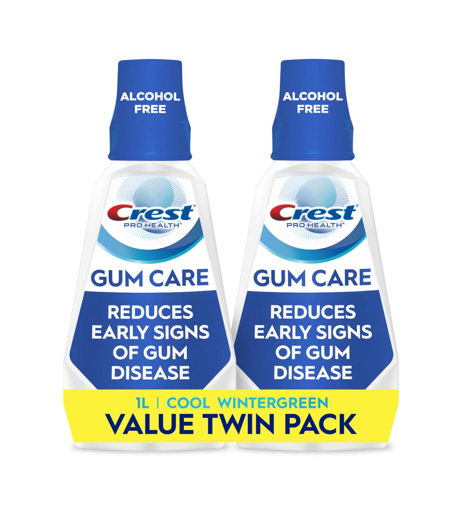 Crest Pro-Health Gum Care Mouthwash Cool Wintergreen CPC Antigingivitis/Antiplaque Oral Rinse 1L (33.8 fl oz) Pack of 2 Alcohol Free for Adults - Buy Online on GoSupps.com