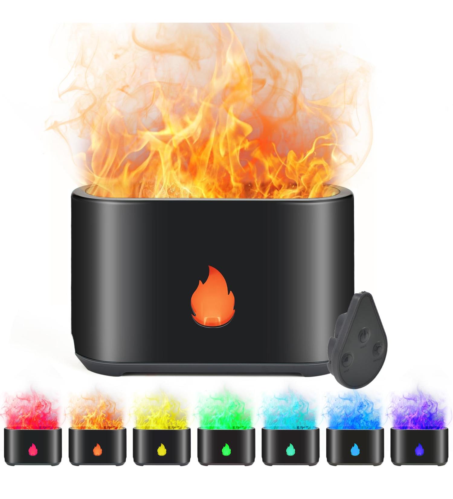 Pipihome Aroma Diffuser - 7 Color Flame Effect 200ml Ultrasonic Humidifier & Aromatherapy Oil Diffuser 2-in-1 with Remote Control for Office Bedroom Yoga Spa (Black) - International Shipping Available - Buy Online on GoSupps.com