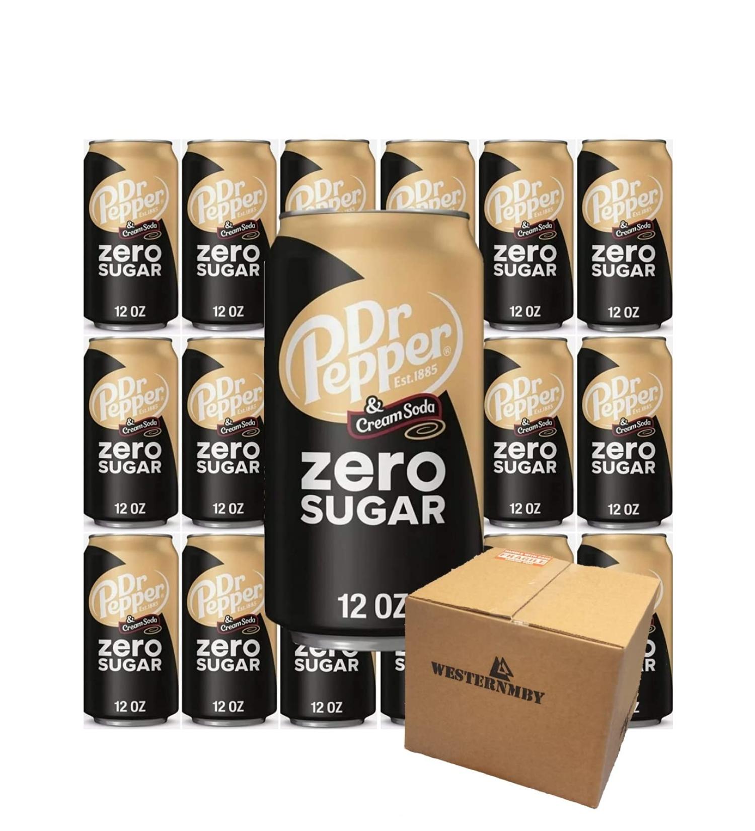Dr Pepper Zero Cream Soda 12 fl oz - Pack of 18 Cans - 216 fl oz Total - Buy Online on GoSupps.com