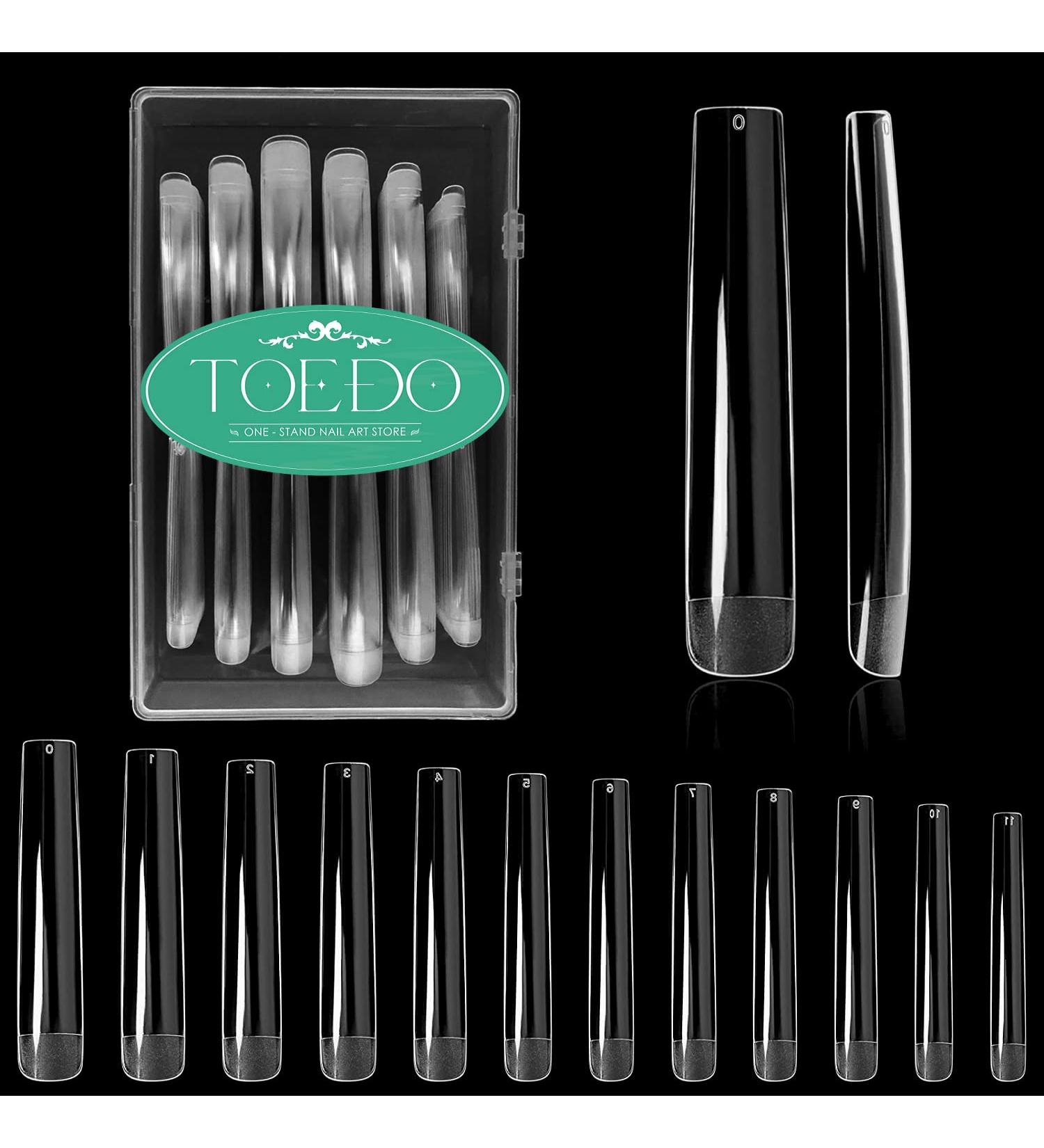 TOEDO 3XL Extra Long Square Nail Tips - 120PCS Full Cover Coffin Fake Nails Kit - Acrylic Press On Nails for Extension - 12 Sizes with Storage Box - Clear Square-Cut Design - Buy Online on GoSupps.com