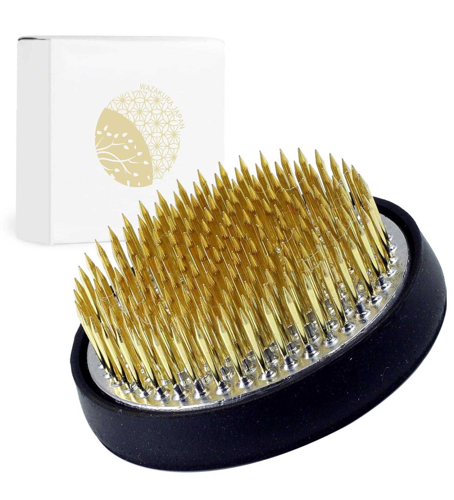 Wazakura Ikebana Kenzan Japanese Flower Holder - Made in Japan, Round 2.4 Brass Pin Frog for Floral Arranging - Buy Online on GoSupps.com