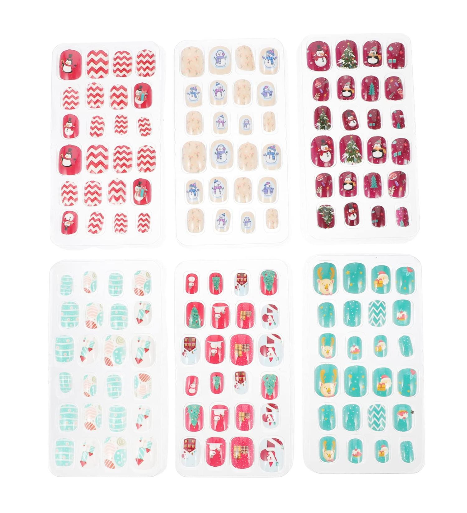 minkissy Adhesive Manicure Favors Supplies False Tips Winter Press Decor Women Fashion Kits Diy Nail with Xmas Nails Short Girls Tabs Snowflake Fingernail Party Full Fake Cover for Decals - Buy Online on GoSupps.com
