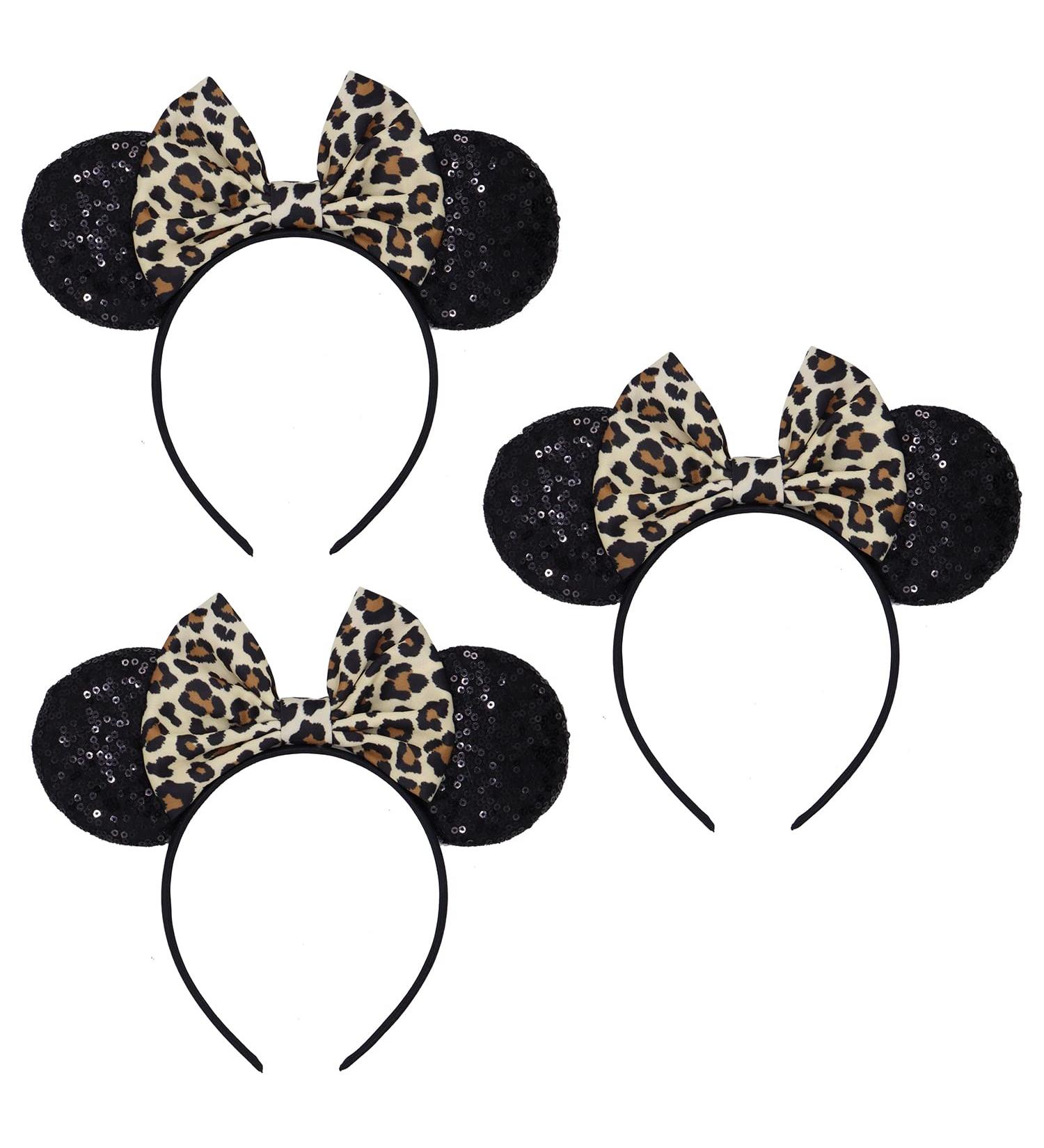 Leopard Minnie Mouse Ears Headband Set for Halloween Costume - 3PCS - Buy Online on GoSupps.com