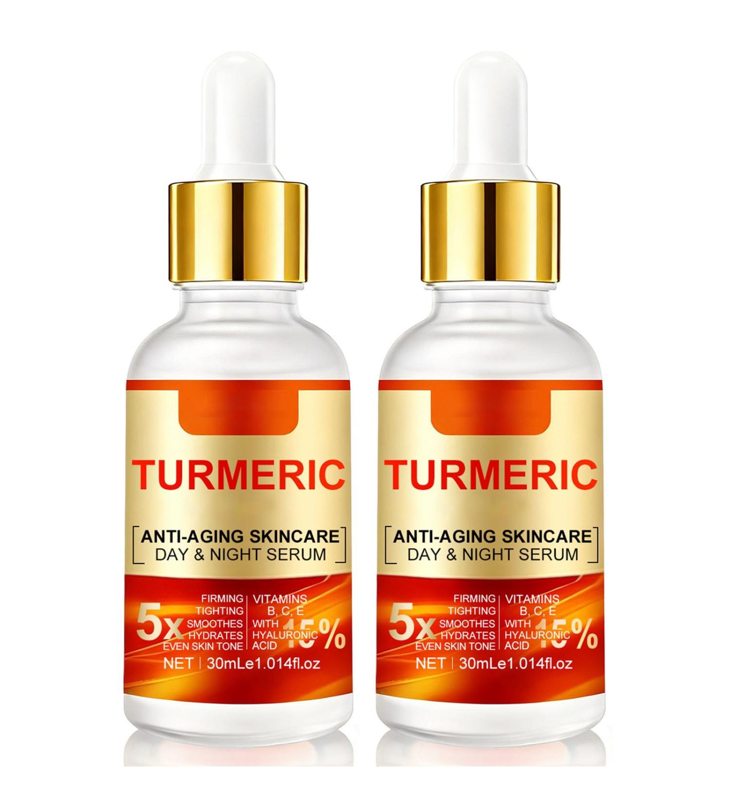 2PC Turmeric Face Serum for Women Turmeric Face Essence Day-Night Anti Aging Facial Serum with 15% Hyaluronic Acid for Firming Tighting Smoothes Hydrating Even Skin Tone 1.014 Oz *2 - Buy Online on GoSupps.com