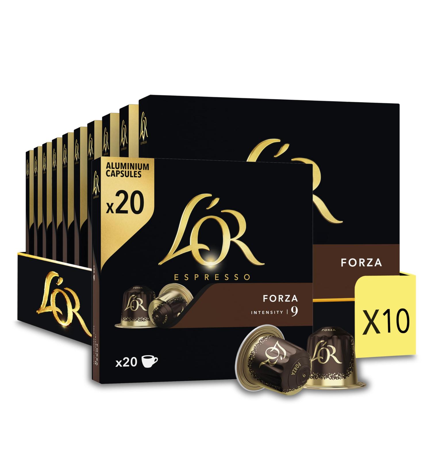  L'Or Espresso L'Or Espresso Coffee - 200 Forza Capsules Intensity 9 - Nespresso * compatible (pack of 10 x 20) - Buy Online on GoSupps.com
