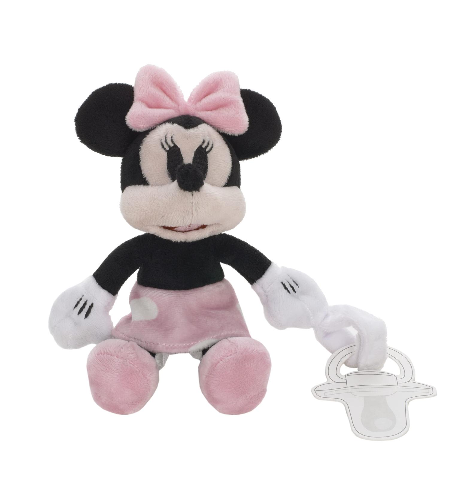 Buy Disney Minnie Mouse Plush Stuffed Animal & Pacifier Buddy - White Pink Black Polka Dot Skirt - International Shipping Available! - Buy Online on GoSupps.com