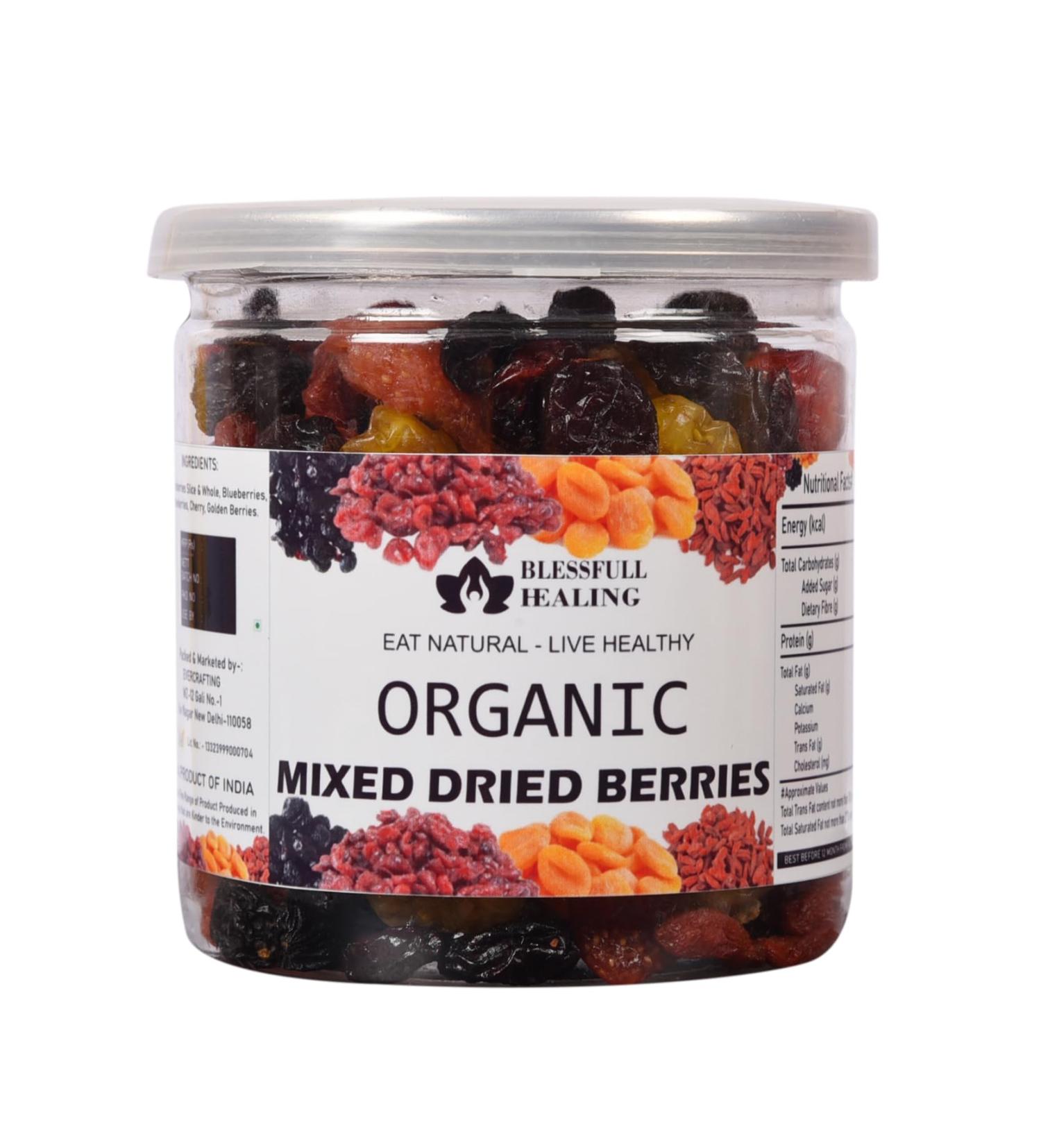 Blessfull Healing Organice Mixed Dried Berries 1 lb (453 Gram) Airtight Container (Packing May Vary) - Buy Online on GoSupps.com