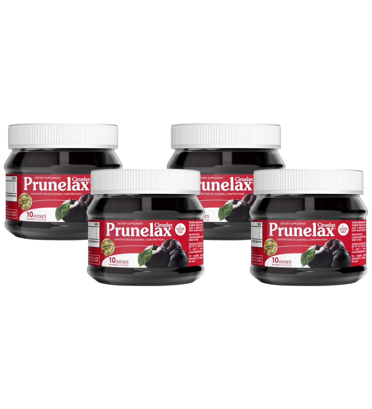 Prunelax Ciruelax Regular Strength Laxative Jam - Vegan & Gluten-Free Natural-Ingredient Laxative for Occasional Constipation - 5.3 oz (Pack of 4) - Buy Online on GoSupps.com