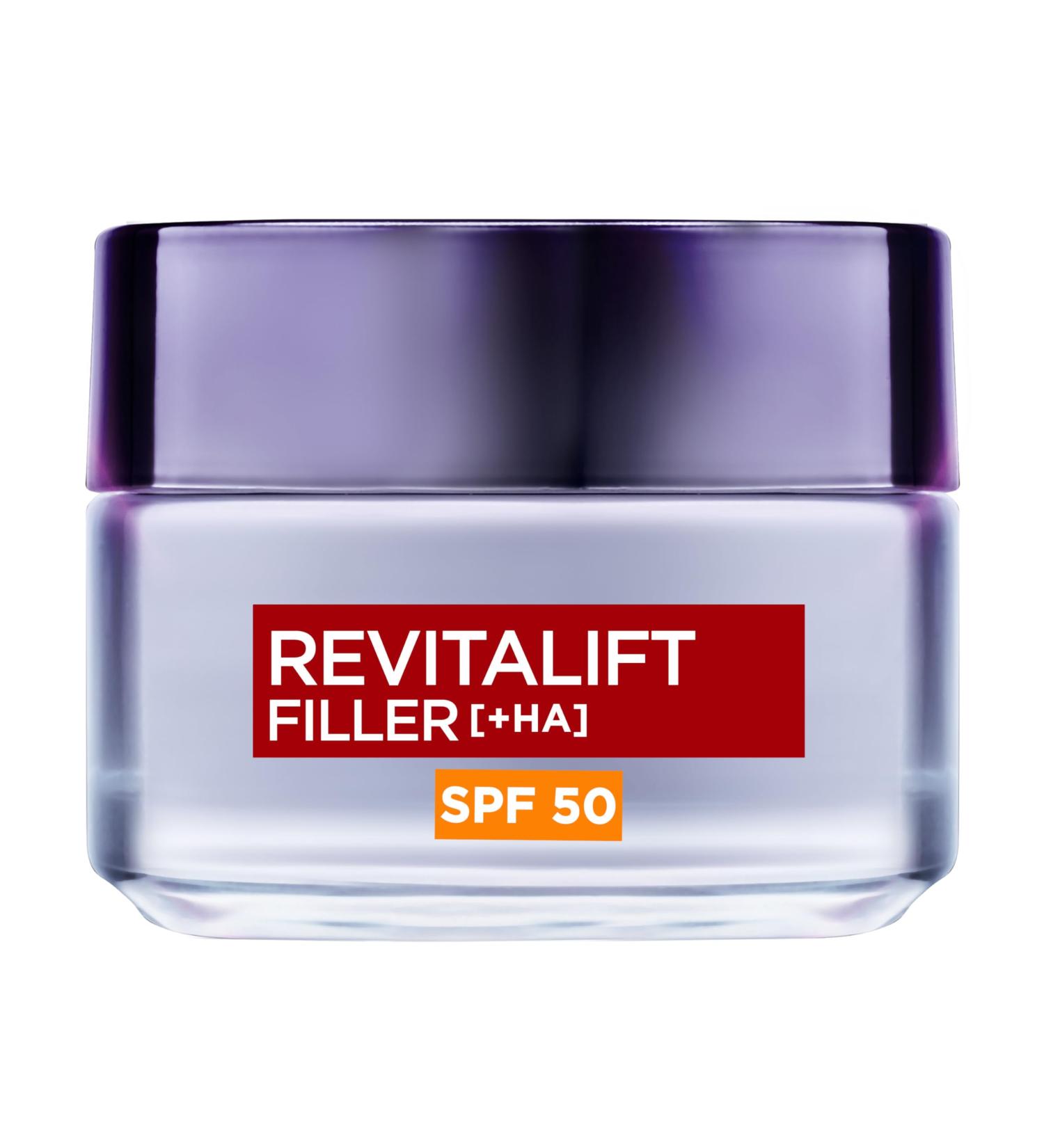 L'Or al Netherlands BV LOr al Paris Revitalift Filler AntiAging Day Cream with Hyaluronic Acid and SPF 50 This day cream fills wrinkles lines and crows feet Gives the skin more volume and firmness 50ml - Buy Online on GoSupps.com
