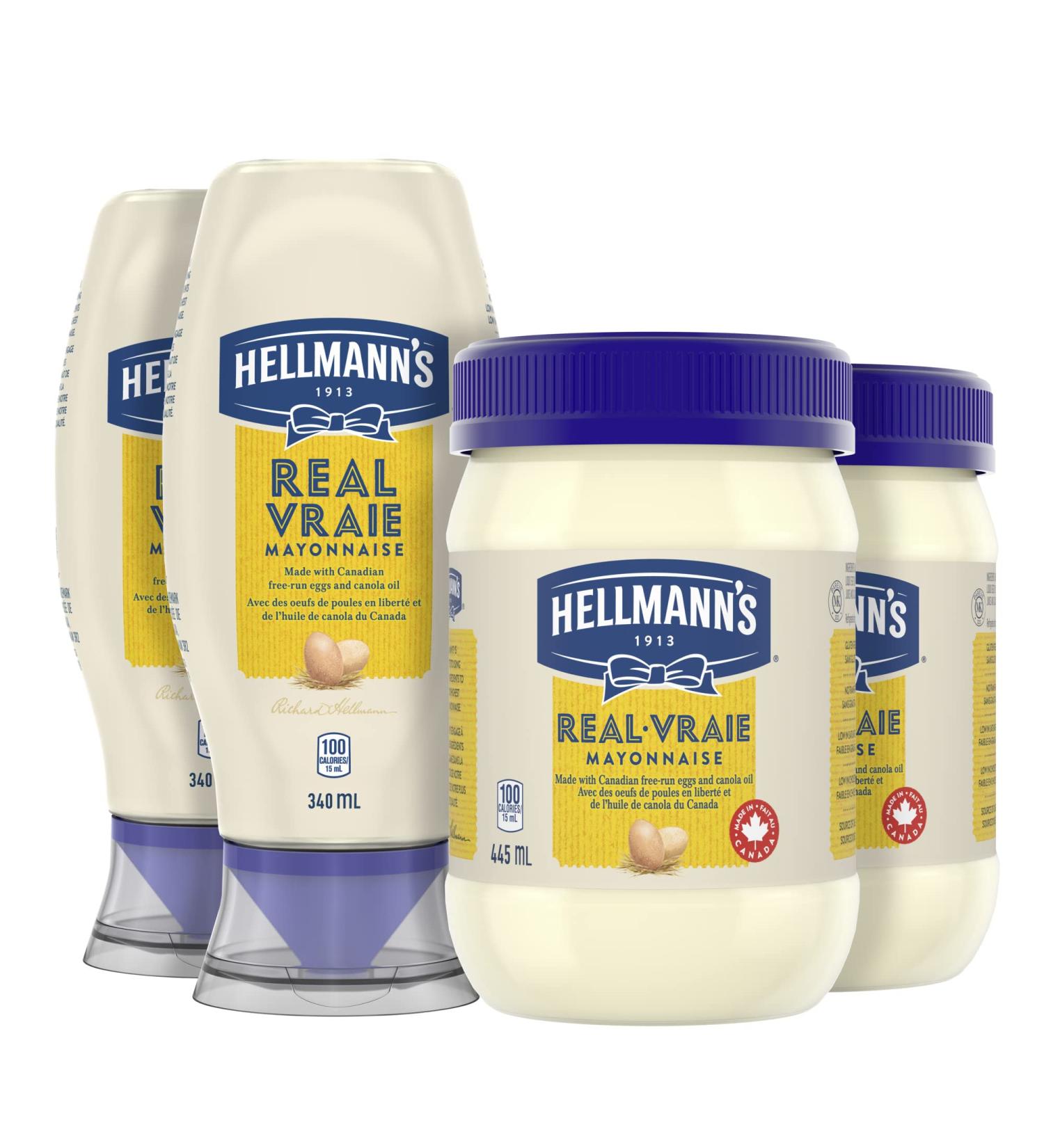 Hellmanns Real Mayonnaise Combo Pack 4 count 2x340ml & 2x445ml (Pack of 4) - Buy Online on GoSupps.com