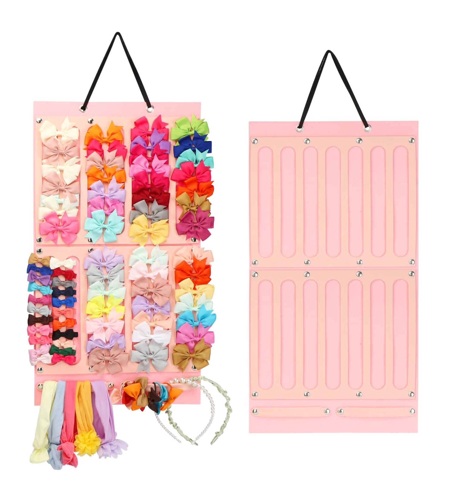 Hair Bows Holder with Large Capacity | Hair Clips Storage Hanger | Baby Hair Accessory Storage Display | Wall Hanging Organizer for Girl Room | Baby Nursery Decor - 13.7x26 Inch - Buy Online on GoSupps.com