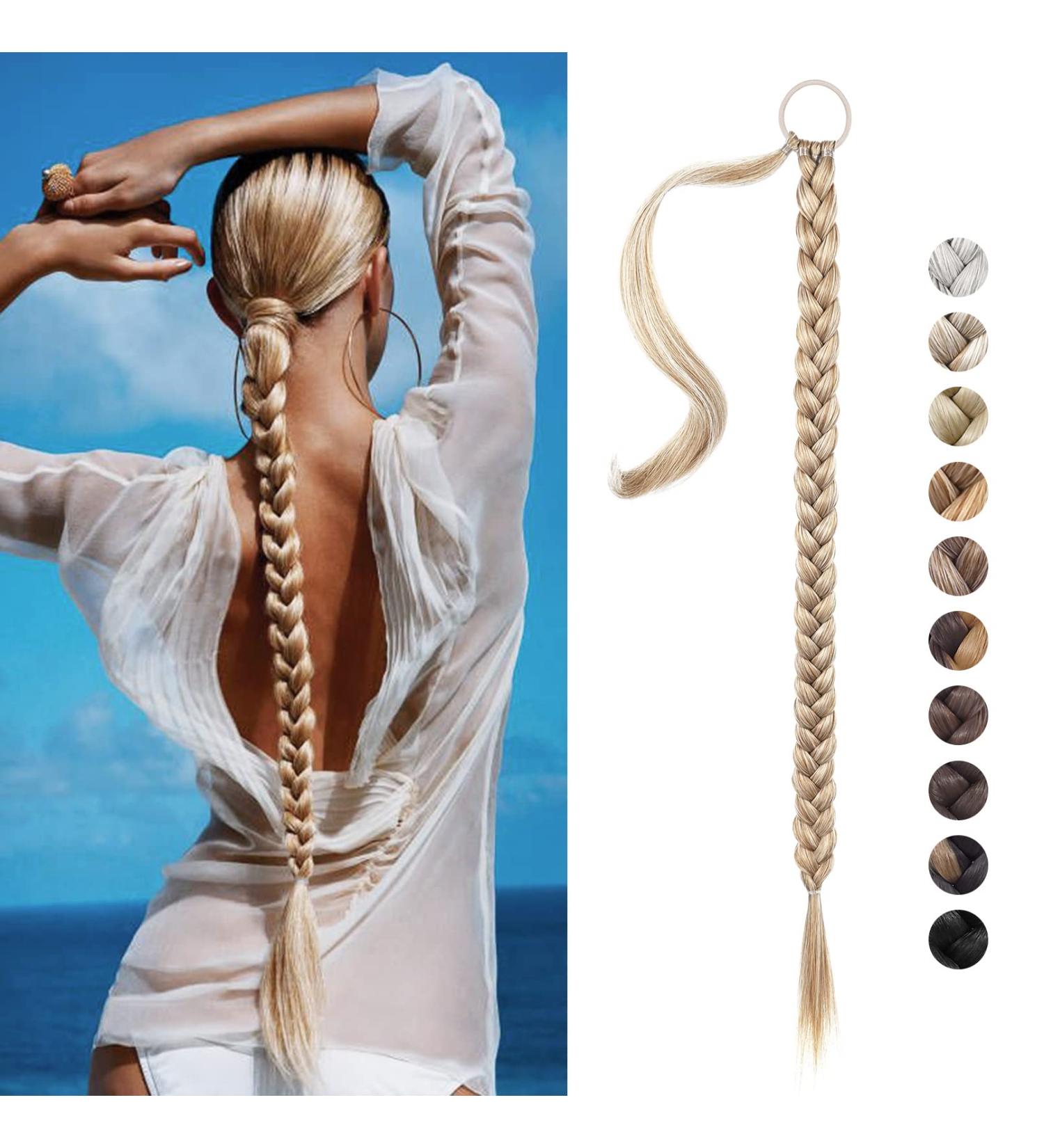 REECHO Long Straight Wrap Around Ponytail Extension - Natural Synthetic Hairpiece for Women - Medium Blonde 34 Inch 180g - Buy Online on GoSupps.com