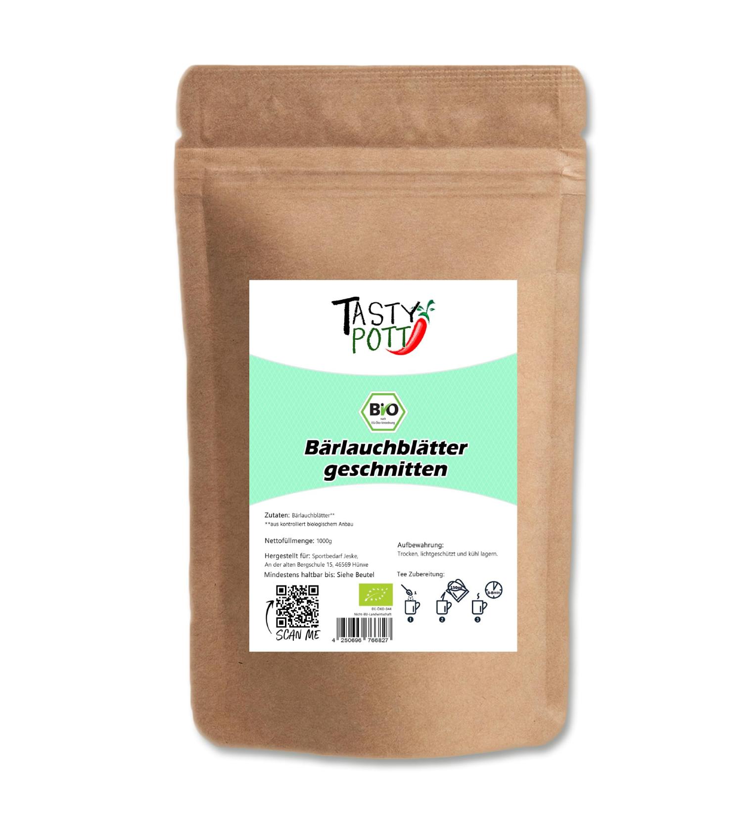  TASTY POTT Tasty Pott Organic Chopped Wild Garlic Leaves | Wild Herbs | For wild garlic pesto herb butter cottage cheese | Spices | Wild garlic leaves in a 1000g bag - Buy Online on GoSupps.com