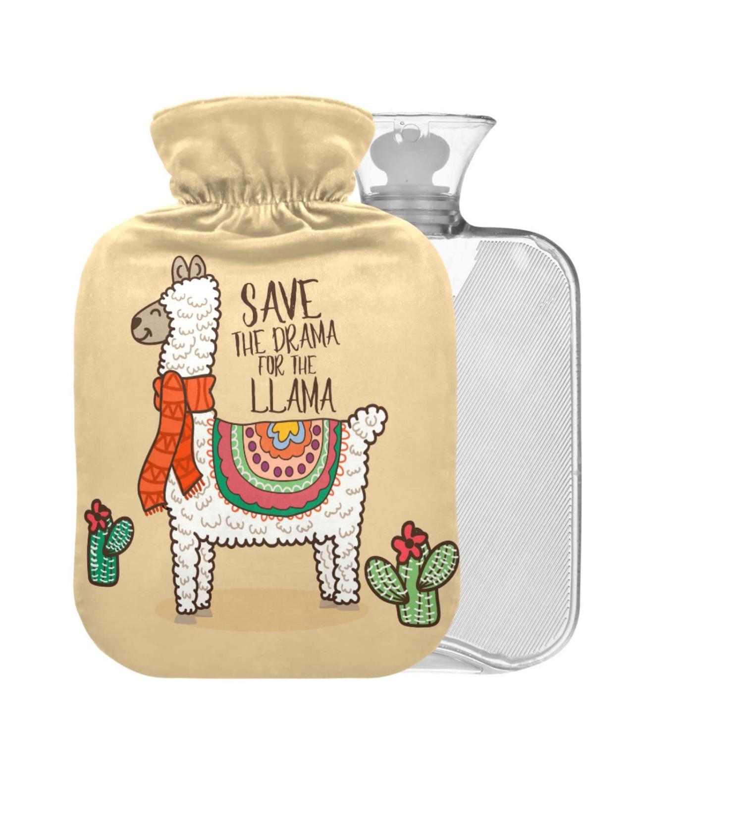 Llama Hot Water Bottle 1L - BPA Free Small Hot Water Bag for Pain Relief | Ideal for Bed Hands & Feet - Buy Online on GoSupps.com