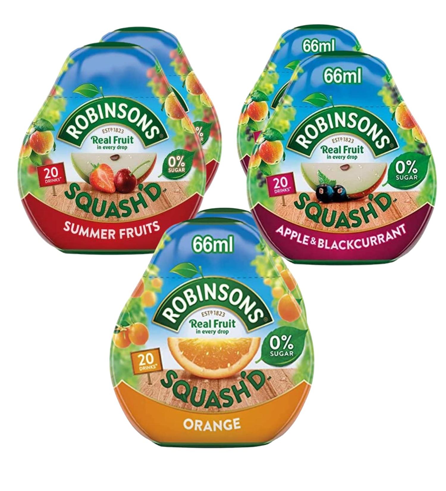 Buy Robinsons Squash'd - 3 Flavors 6 Bottles (Summer Fruits Orange Apple & Blackcurrant) - No Added Sugar Real Fruit Flavor - International Shipping Available - Buy Online on GoSupps.com