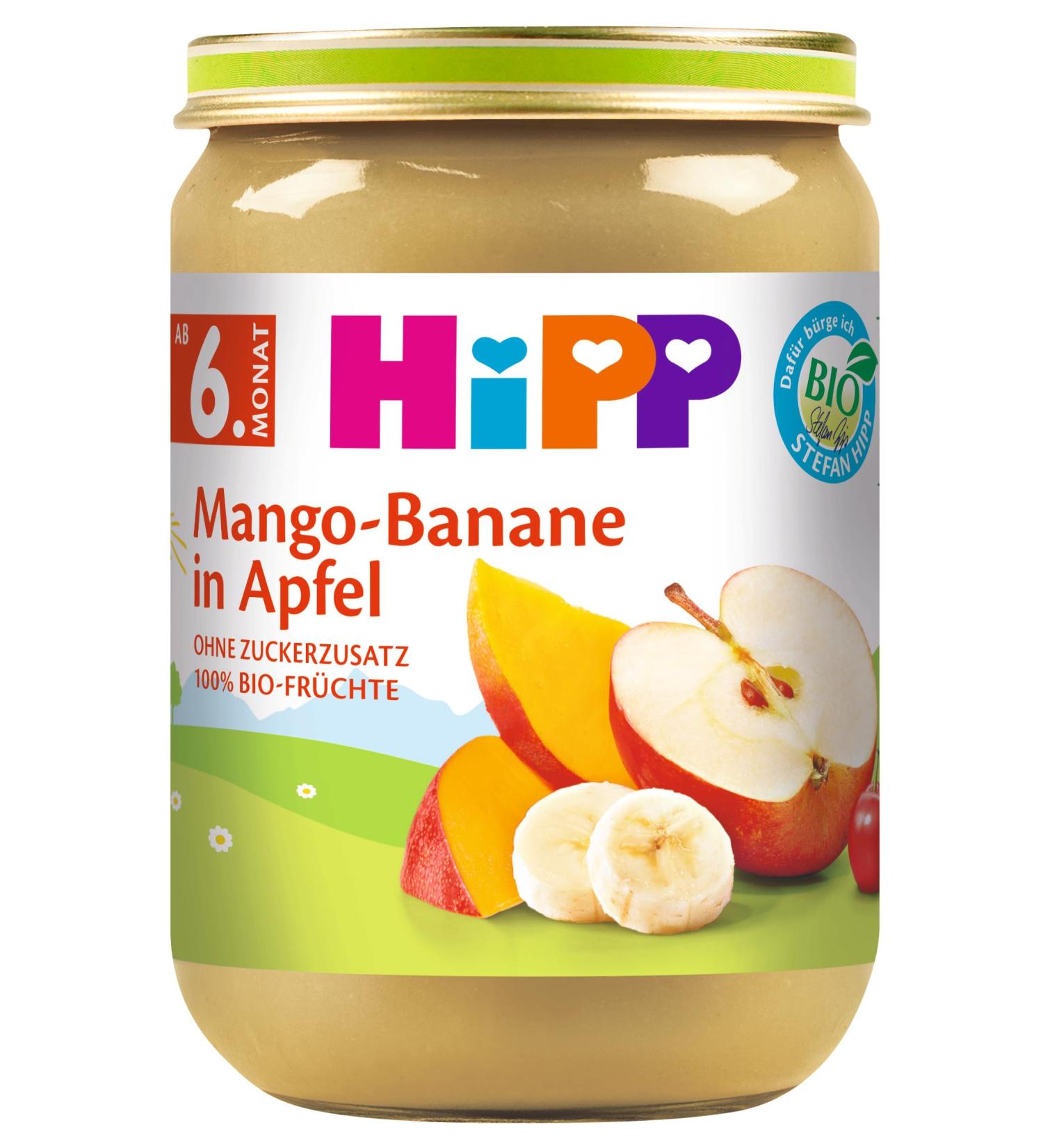 HiPP Fruits Mango-Banana in Apple pack of 6 (6 x 190 g) H 4397 Mango/Ban./Apple 190g 190 g (pack of 6) Mango/Ban./Apple