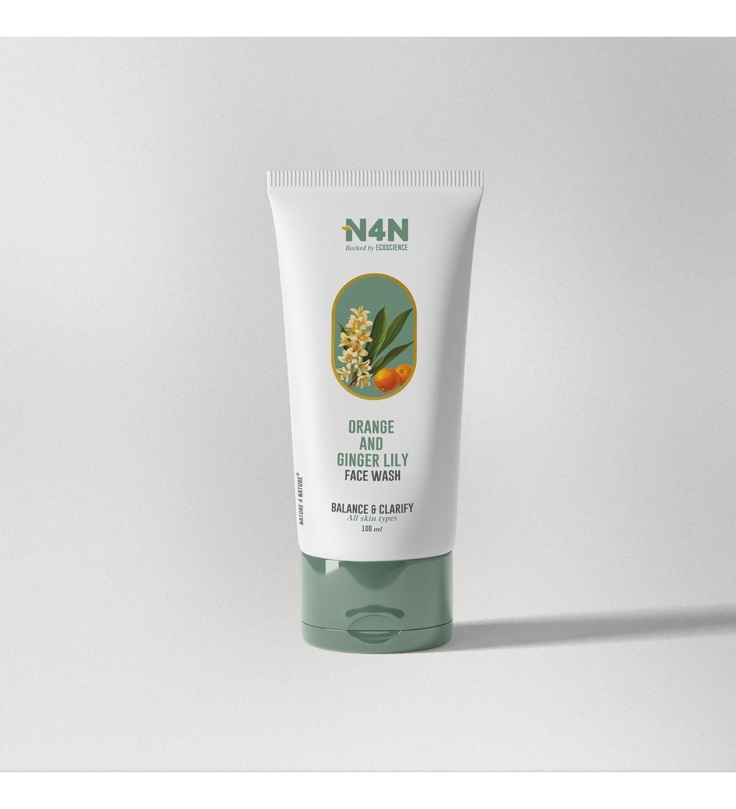 N4N Orange and Ginger Lily Face Wash Natural Ingredients Paraben-Free Sulfate-Free All Skin Types Hydrating Cleanser 100ml Cream Form - Buy Online on GoSupps.com
