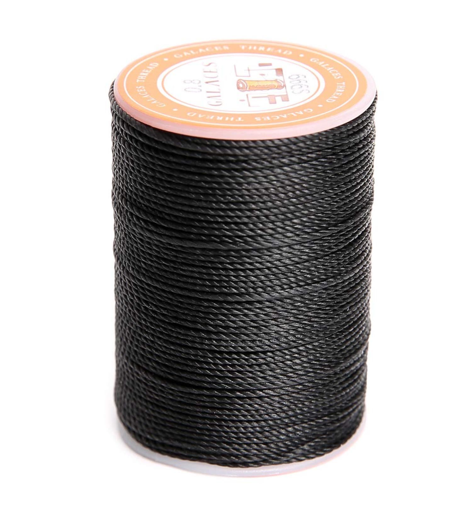 FANDOL Waxed Polyester Cord Wax-Coated Strings Waterproof Round Wax Coated Thread for Braided Bracelets DIY Accessories or Leather Sewing (Black)