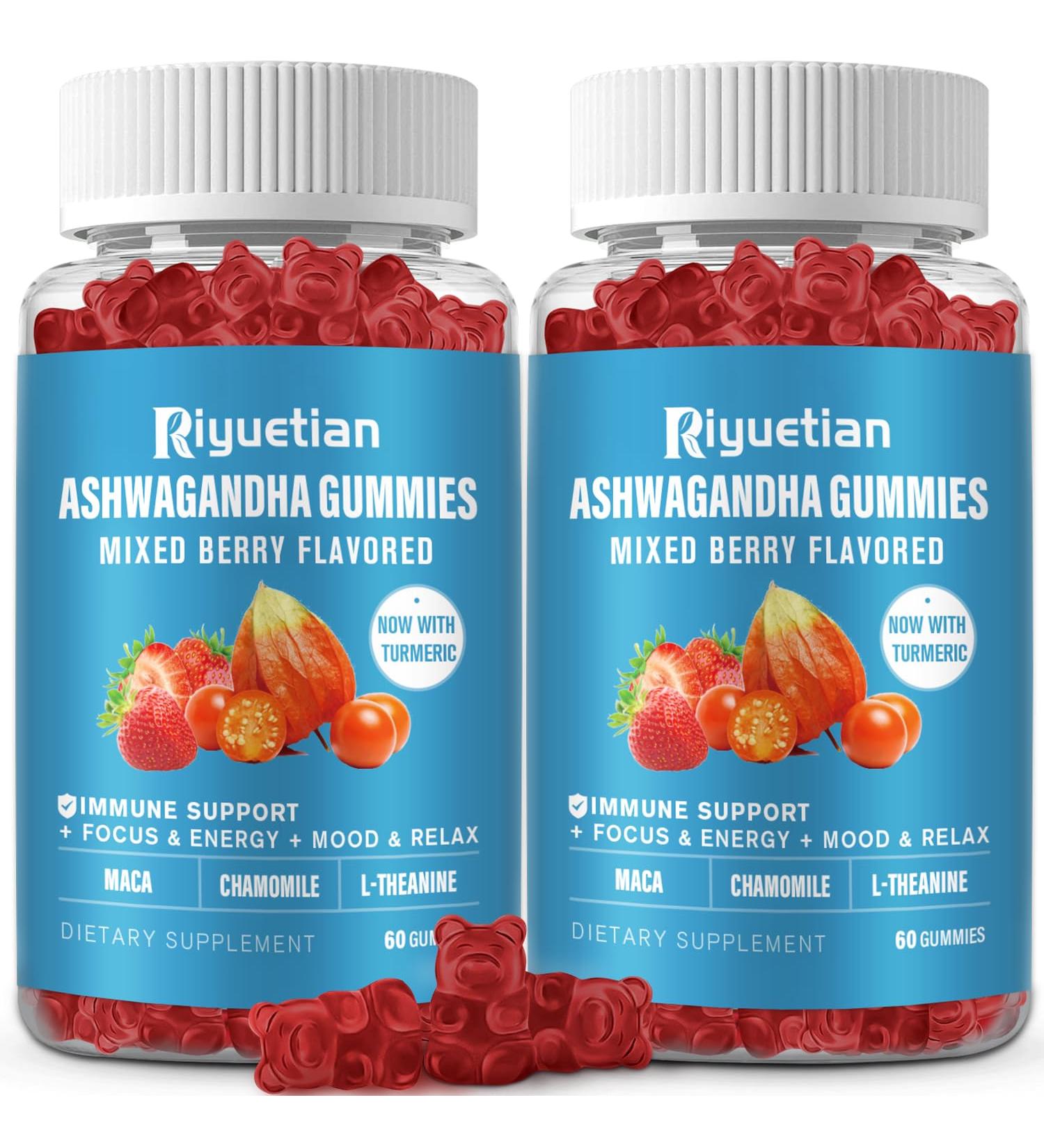 Organic Ashwagandha Gummies - with Turmeric Extract L-Theanine & Vitamin B12 - Ashwagandha Ksm 66 for Immune Support & Increased Energy - Non GMO Vegan - 120 Count mixed berry 1 Count (Pack of 120) - Buy Online on GoSupps.com