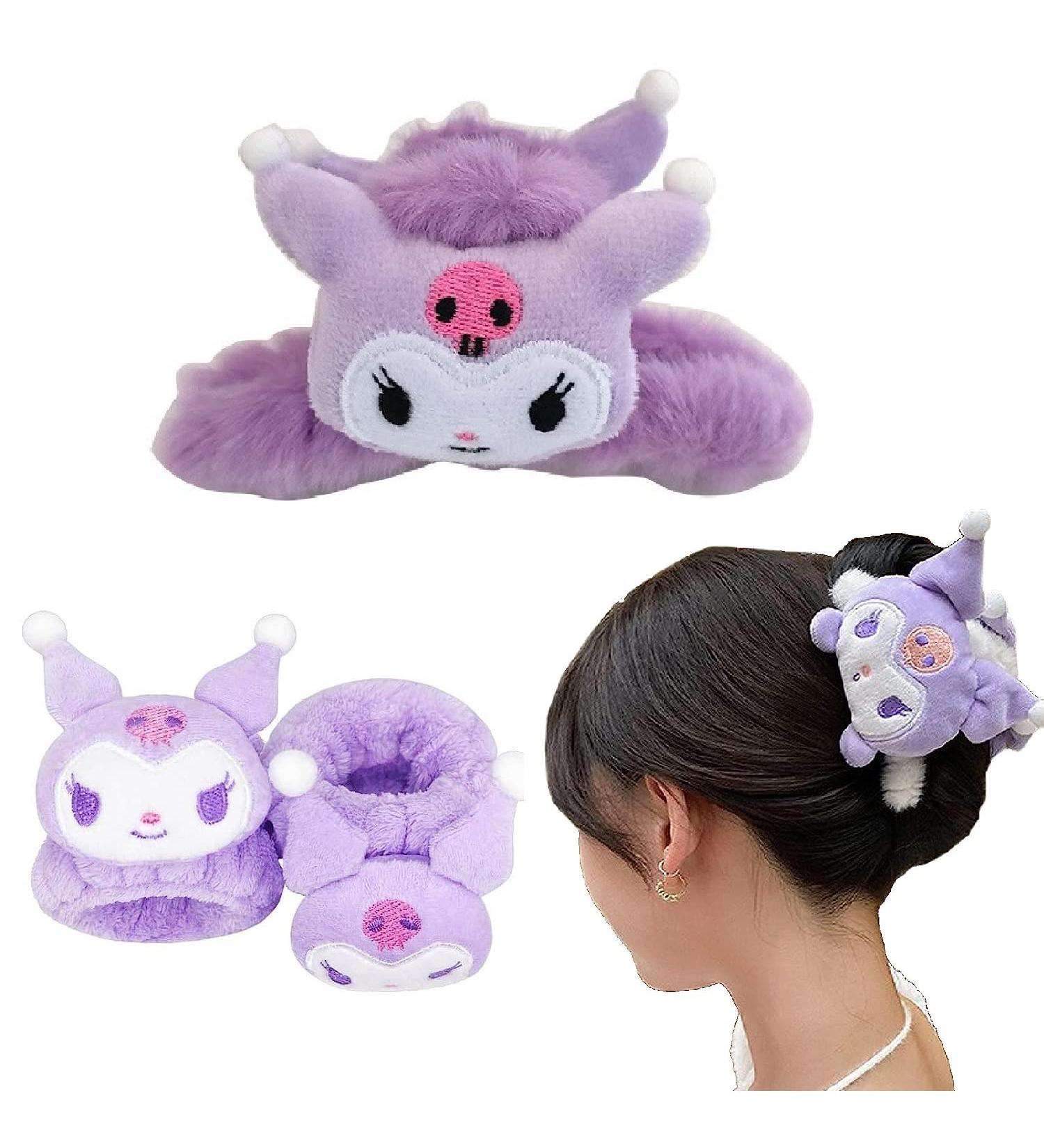 Kawaii Hair Claw Clips & Wristband Set - Large Clips for Thick Hair - Nonslip Strong Hold - Styling Accessories for Heatless Curler - Buy Online on GoSupps.com