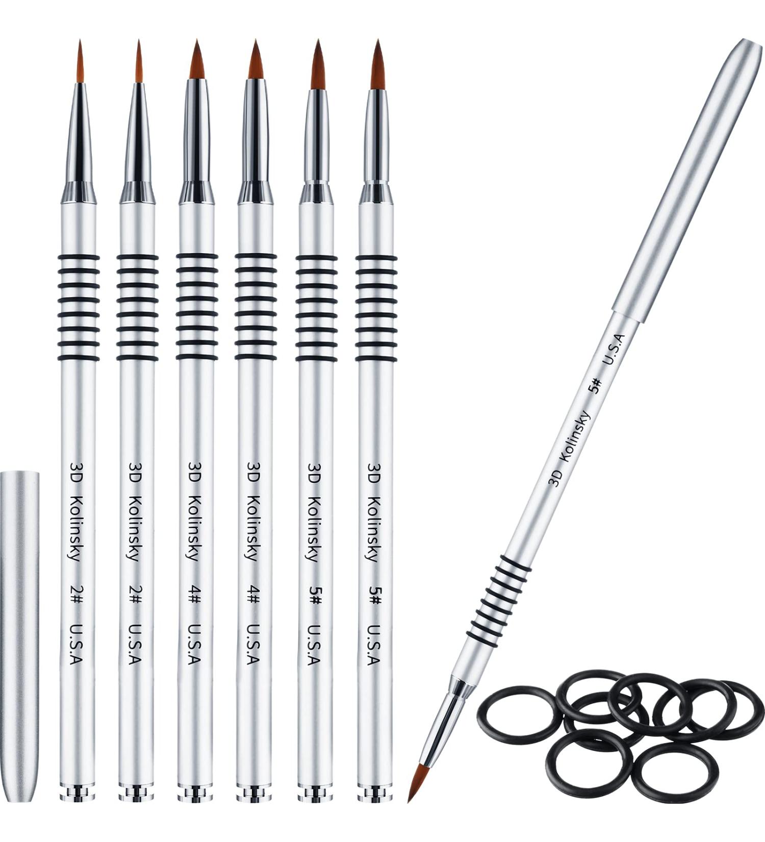 Mifoci 6-Piece 3D Acrylic Nail Brush Set - Kolinsky Painting Brush Pen Kit for Nail Art Salon - Sizes 2/4/5 - Buy Online on GoSupps.com