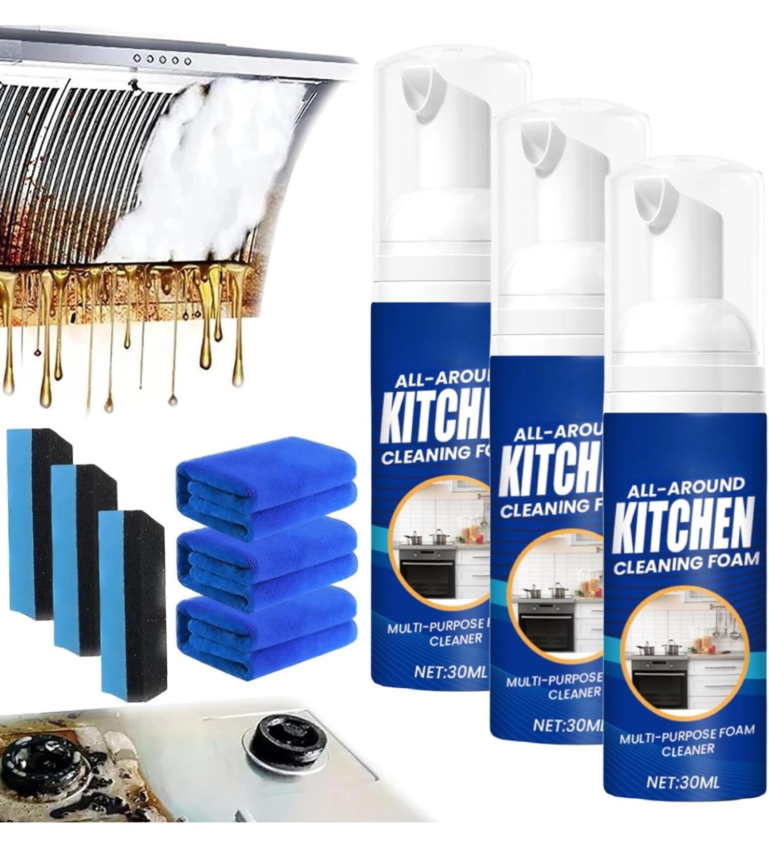Kitchen Foam Cleaner All-Round Kitchen Cleaning Foam Foam Cleaner Multi-purpose Oil Stain Remover Cleaning Spray (3Pcs) - Buy Online on GoSupps.com