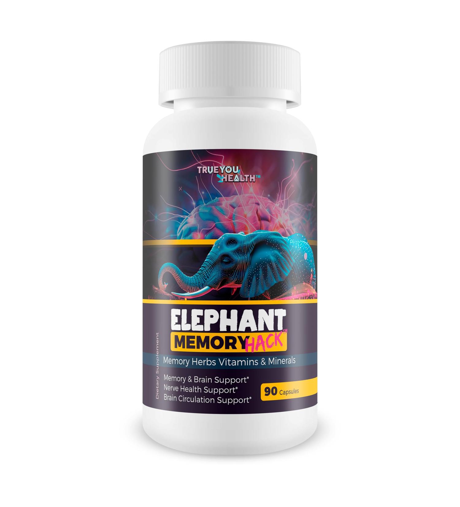 Elephant Memory Hack - Our Best Brain Supplement for Mental Alertness Memory Focus & Concentration - Daily Brain Booster Supplement - Focus Iq Memo Boost Mental Clarity and Focus Supplements - Buy Online on GoSupps.com