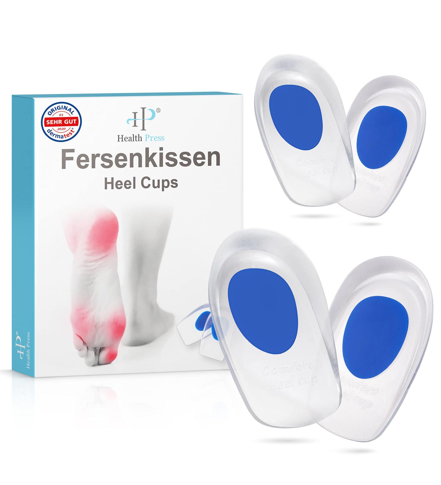 Buy Original Health Press Heel Pillow - Gel Insoles for Comfort - 2 Pair Silicone Heel Cushions for Men - Blue Professional Shoe Inserts - Buy Online on GoSupps.com