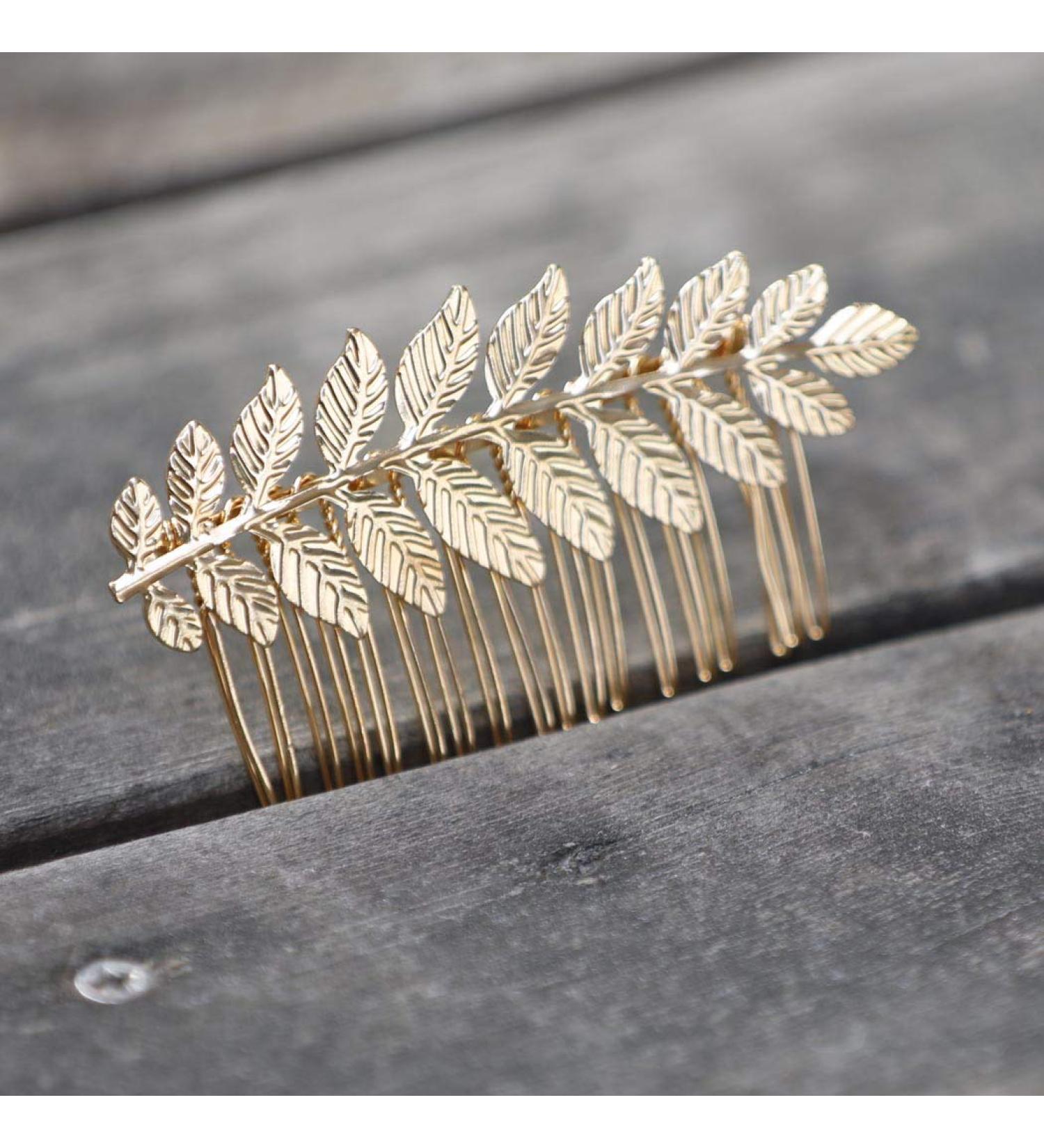 Yean Leaf Bridal Hair Comb - Gold Wedding Headpiece for Women and Girls - Buy Online on GoSupps.com