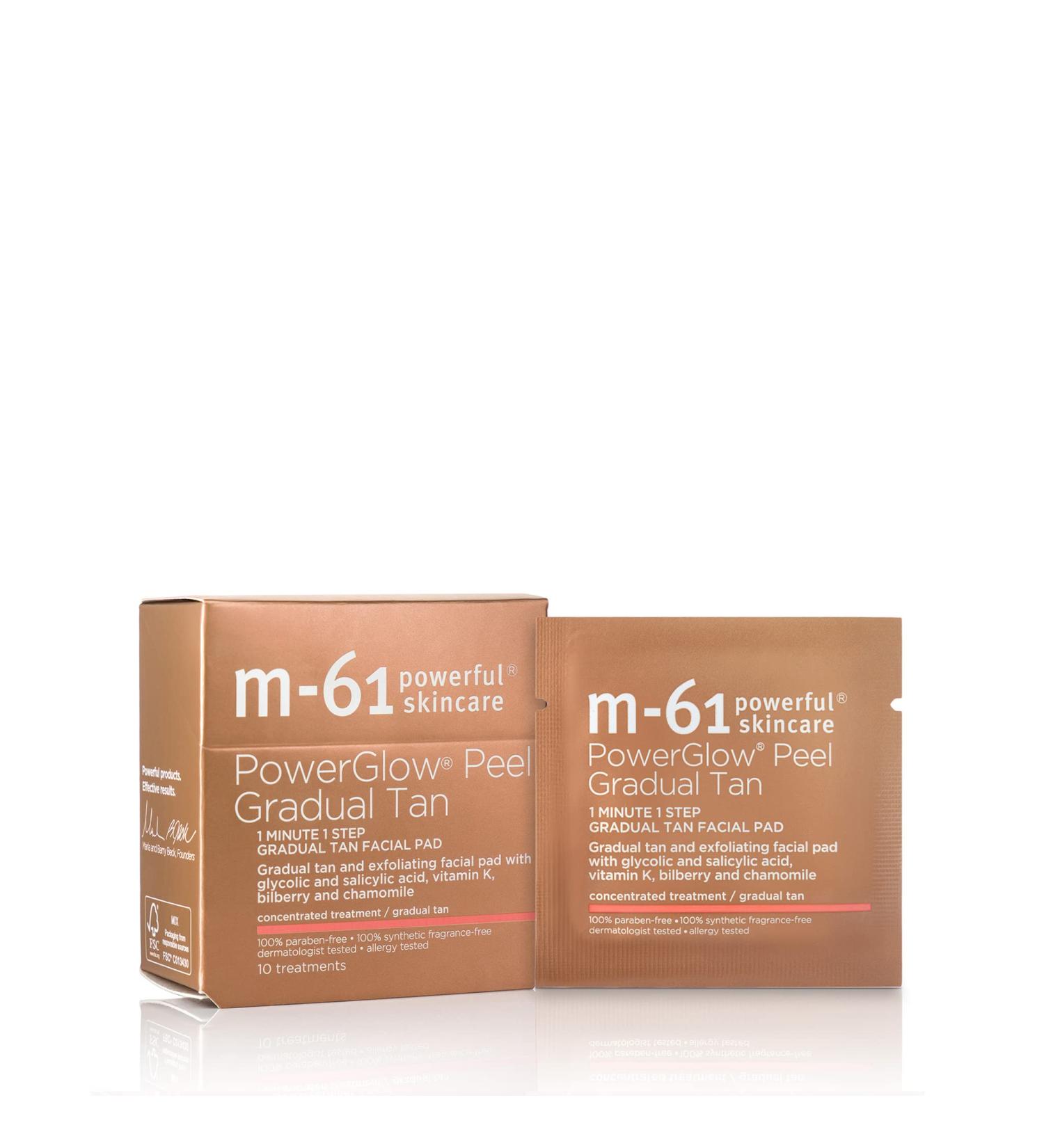M-61 PowerGlow Peel Gradual Tan - 10 Treatments | Exfoliating Glow Peel with Glycolic, Vitamin K, and Chamomile | 1-Minute 1-Step Formula | 10 Count - Buy Online on GoSupps.com