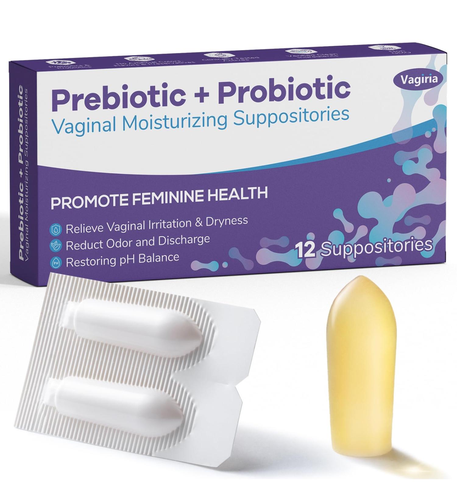 Vaginal Probiotic Suppositories - pH Balance Hyaluronic Acid & Tea Tree - 12 Count for Feminine Health Dryness & Odor Relief - Buy Online on GoSupps.com
