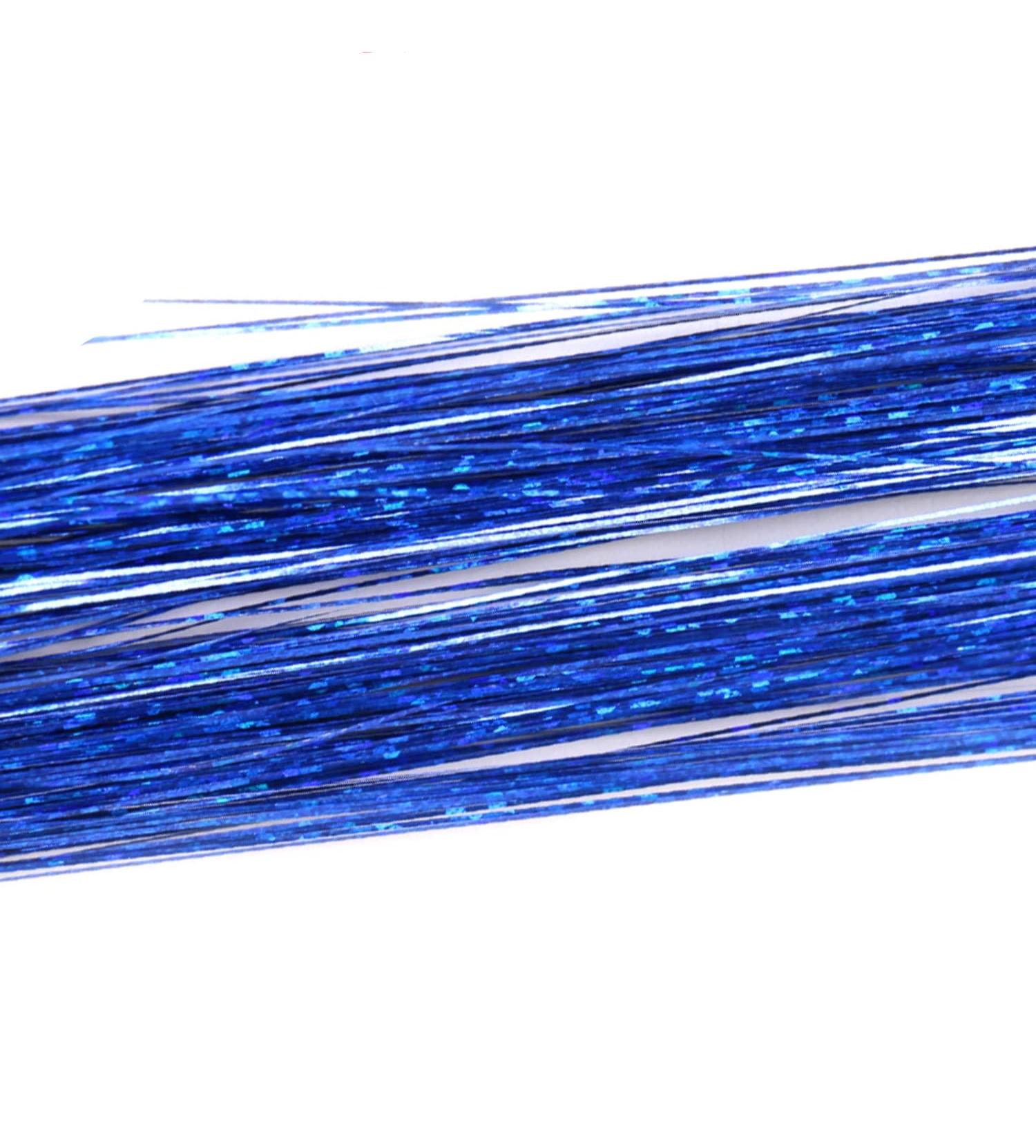 Hair Tinsel Extensions 220 Strands Holographic Sparkle Hair Tinsel Glitter Extensions Dazzles 47" Long for Parties Women & Kids Glitter Highlights Shiny Straight Hair Extensions (blue) A3JFL - Buy Online on GoSupps.com