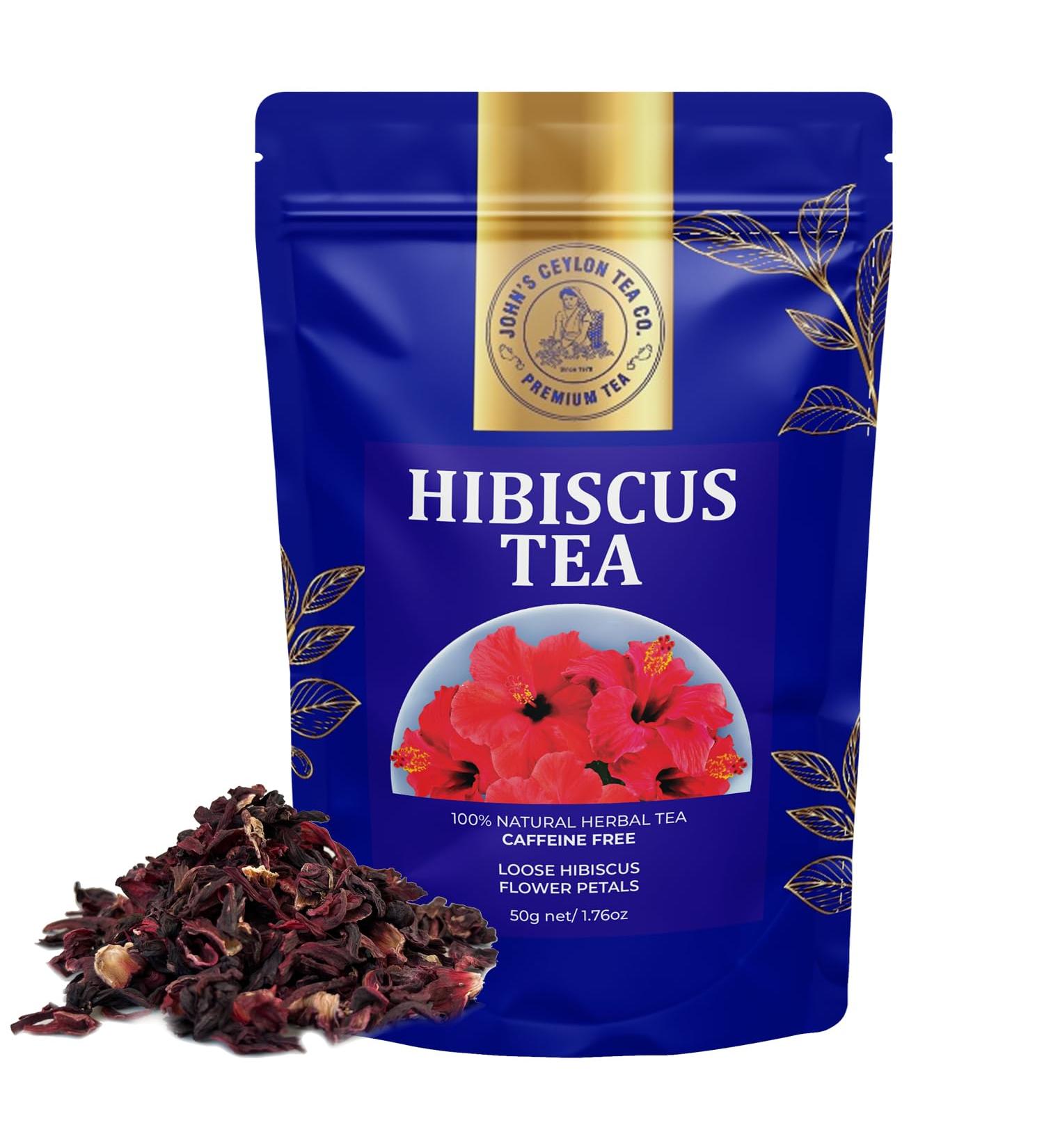Premium Pure Hibiscus Tea - Exquisite Floral Infusion | 50g Loose Tea Rich in Vitamin C | Refreshing Herbal Tea for Hot or Iced Drink - Buy Online on GoSupps.com