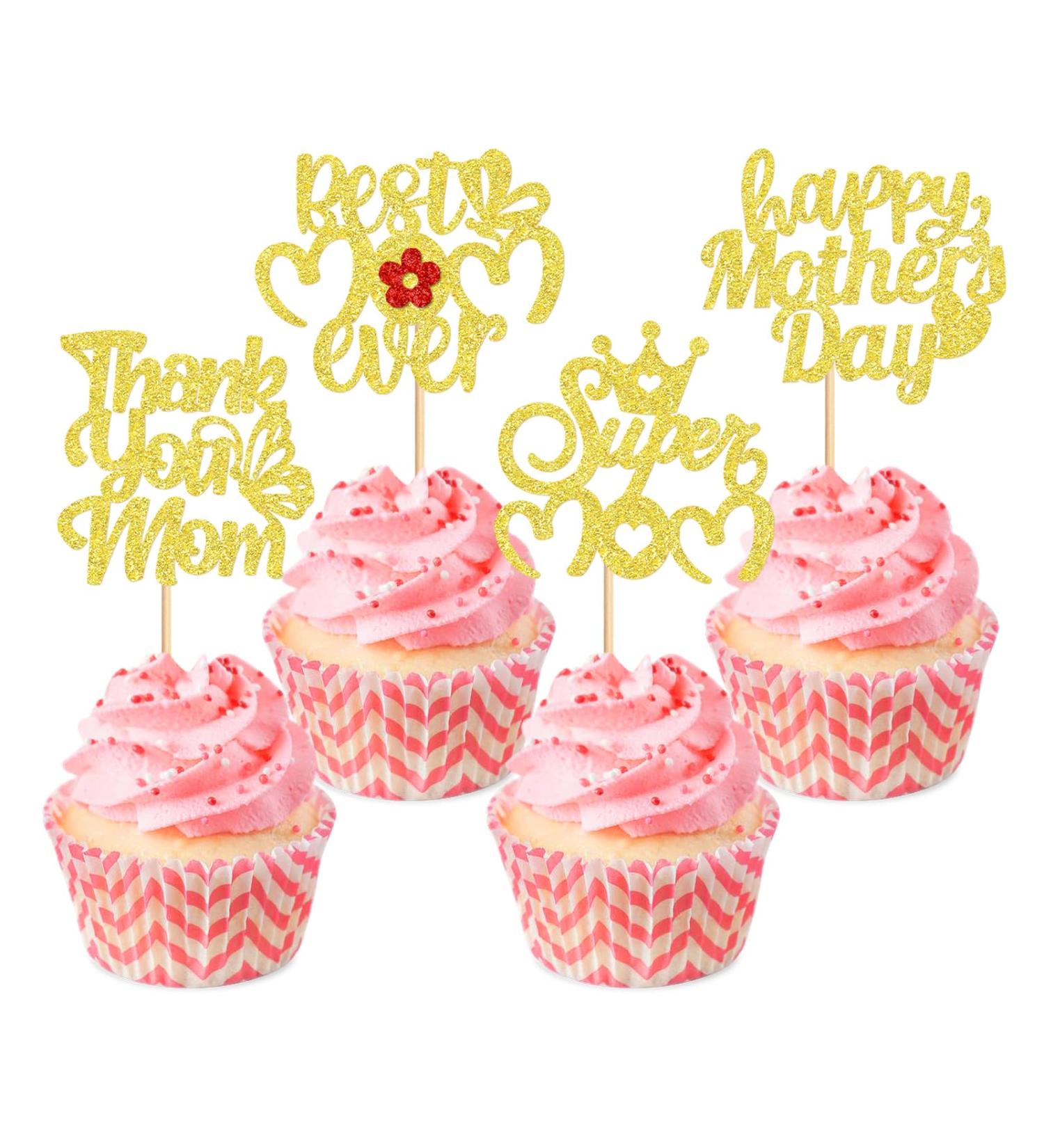 Keaziu 24 Pack Happy Mothers Day Cupcake Toppers Butterfly Best Mom Cupcake Picks Mom's Theme Happy Mother's Day Women Birthday Party Cake Decorations Supplies flower - Buy Online on GoSupps.com