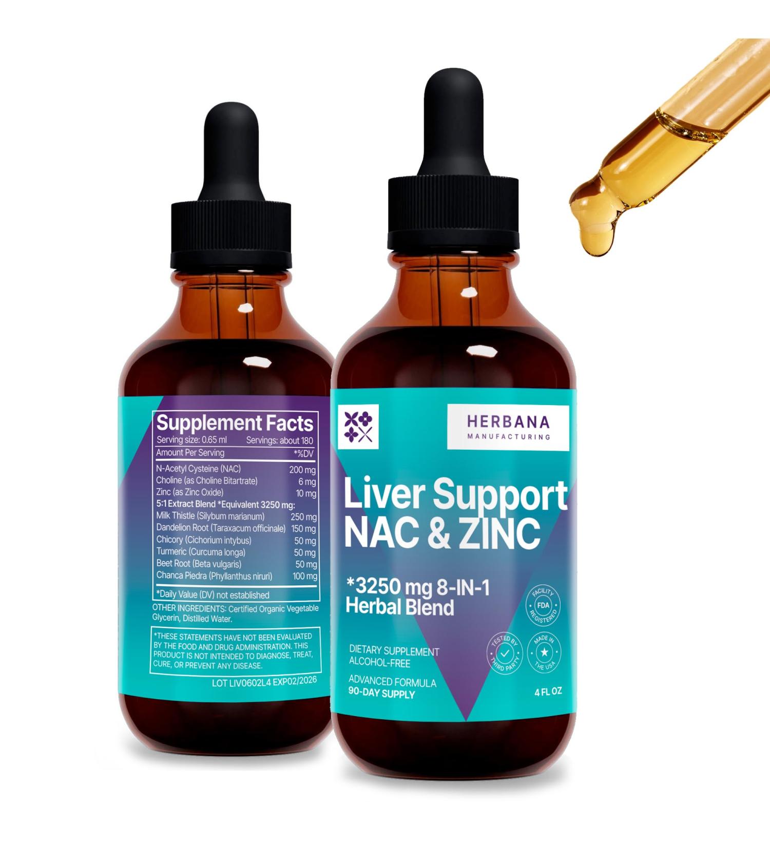 Liver Support & NAC Zinc - 4 fl oz Liquid Drops with Milk Thistle Dandelion Root Chicory Turmeric Beet Root Chanca Piedra - Liver Cleanse & Detox Supplement 4 Fl Oz (Pack of 1) - Buy Online on GoSupps.com